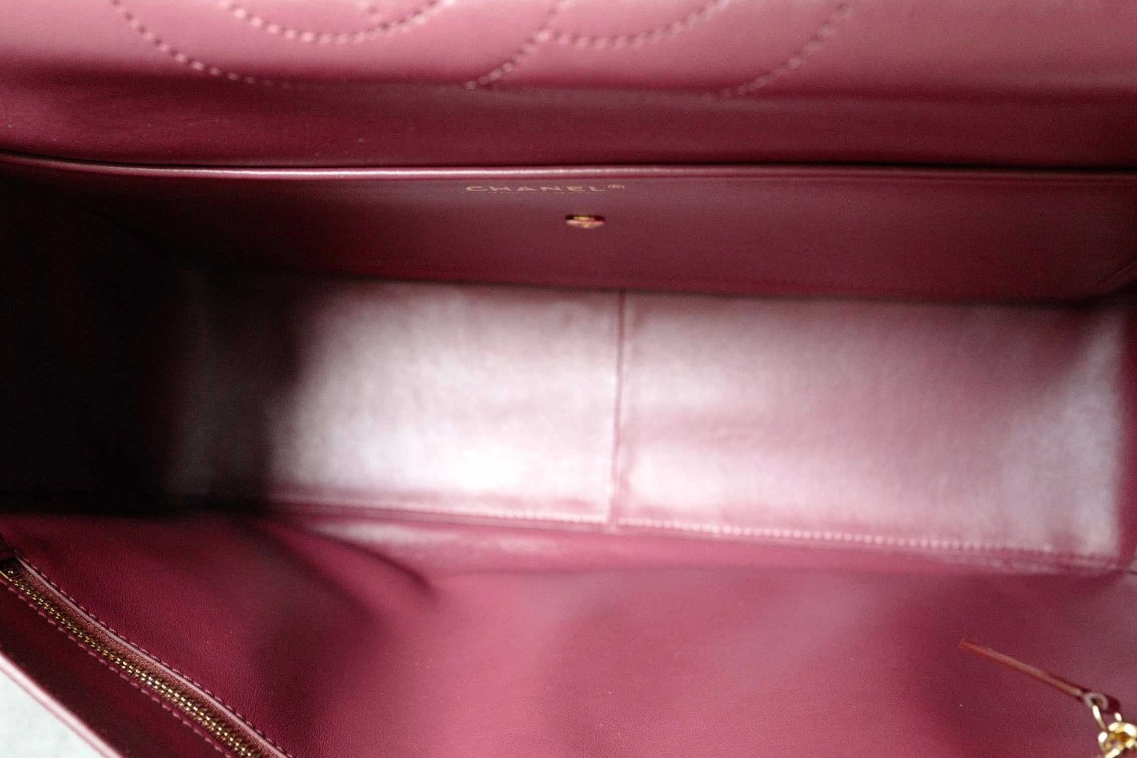 Chanel 26S Matthieu Blazy's Maxi 38 Flapbag Burgundy Grained Calfskin GHW