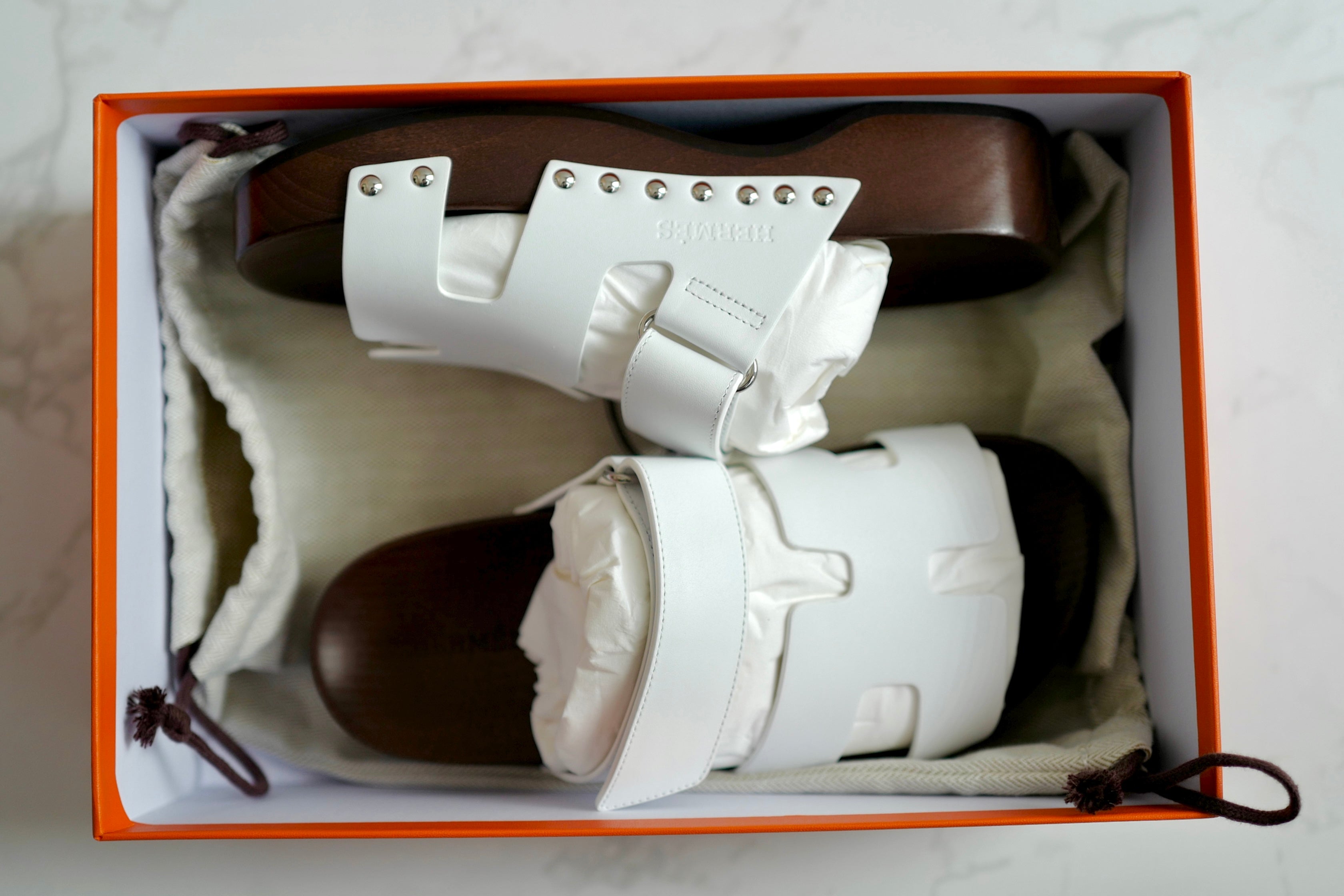 BNIB HERMÈS Kos Veau Women's Clog Blanc/white - Size 37