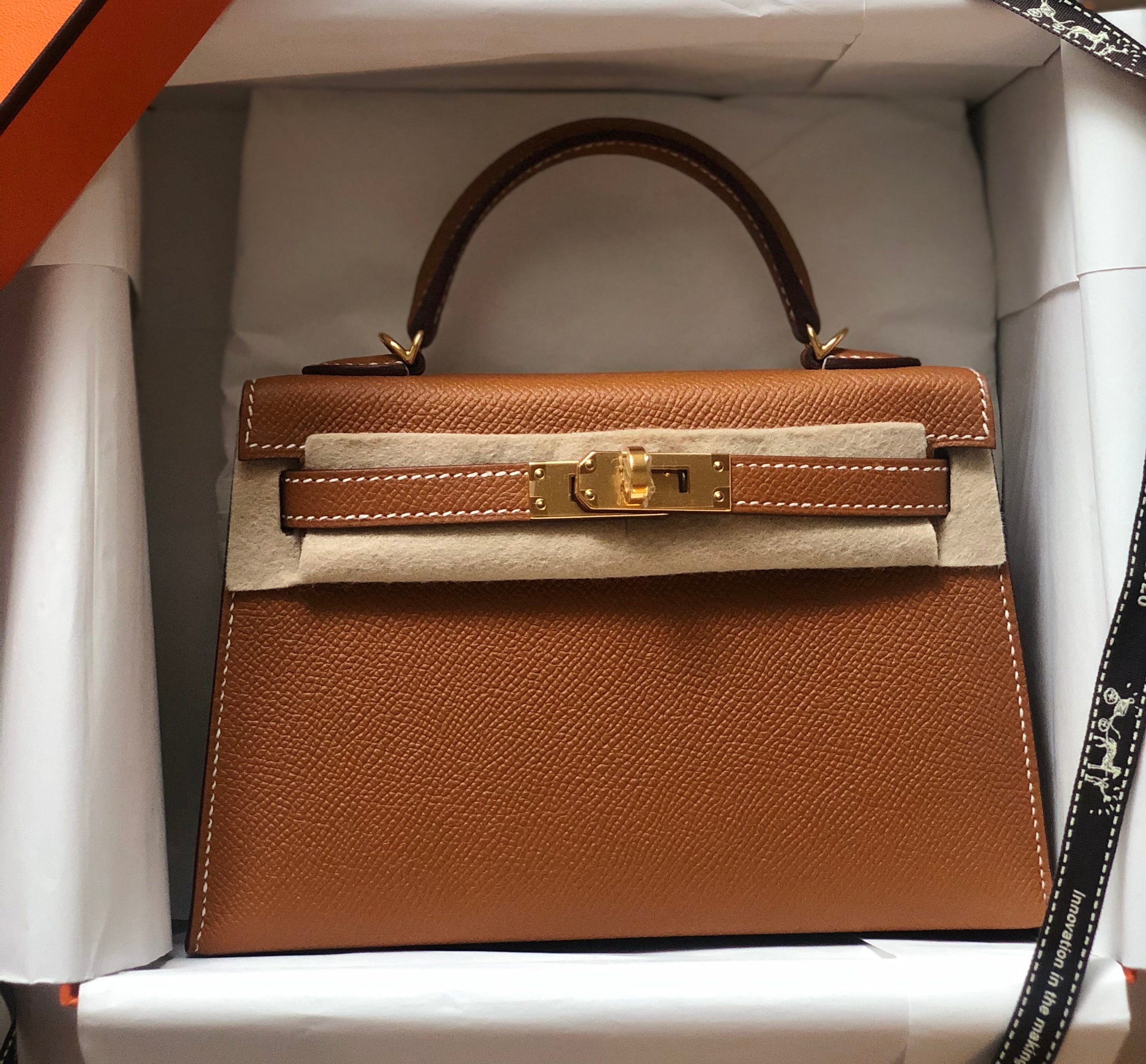 BNiB Hermes Mini kelly 20 Gold Epsom Gold HW W Stamp