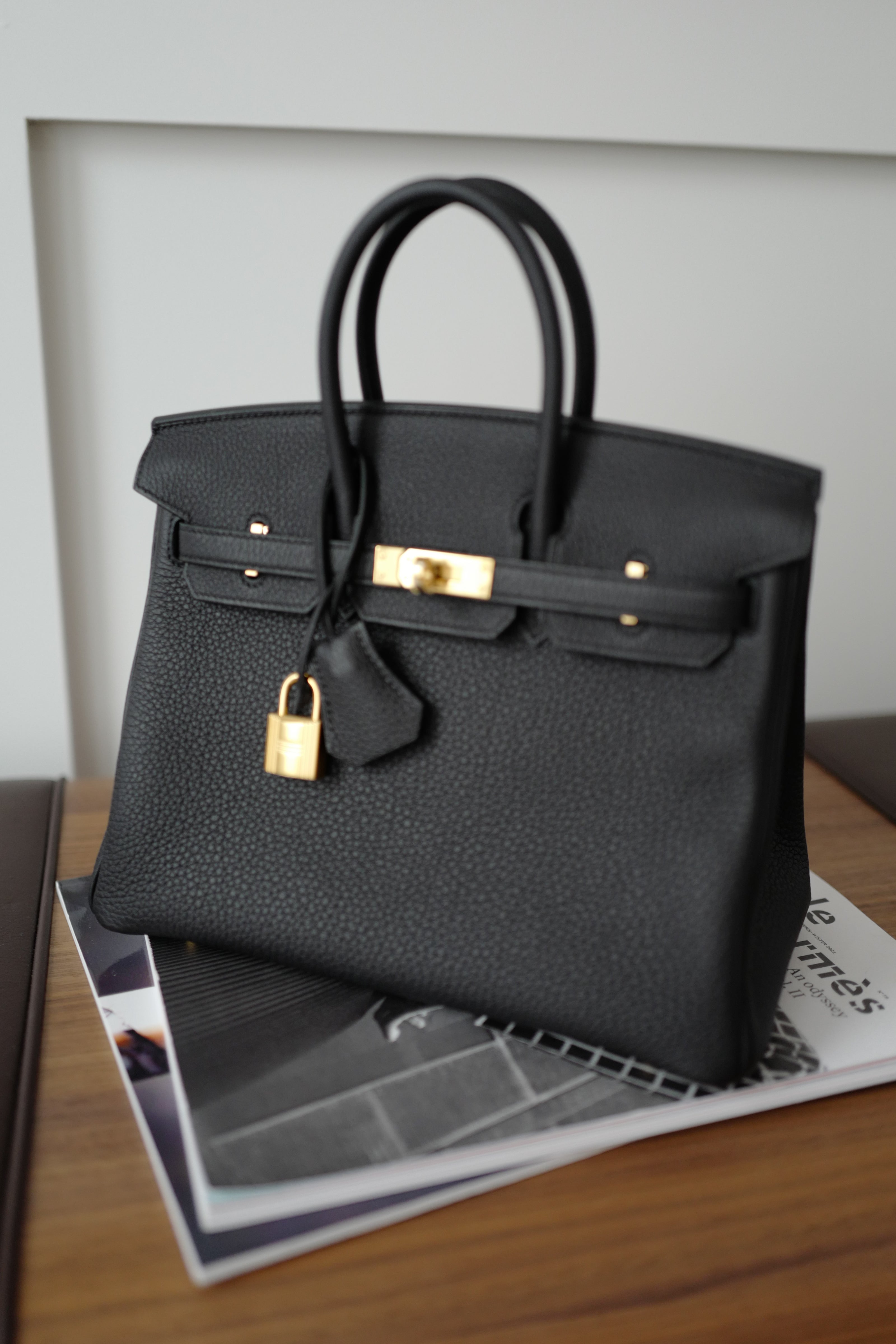 Hermes Birkin 25 Noir Black Togo Gold Hardware Complete Original Receipt BNIB