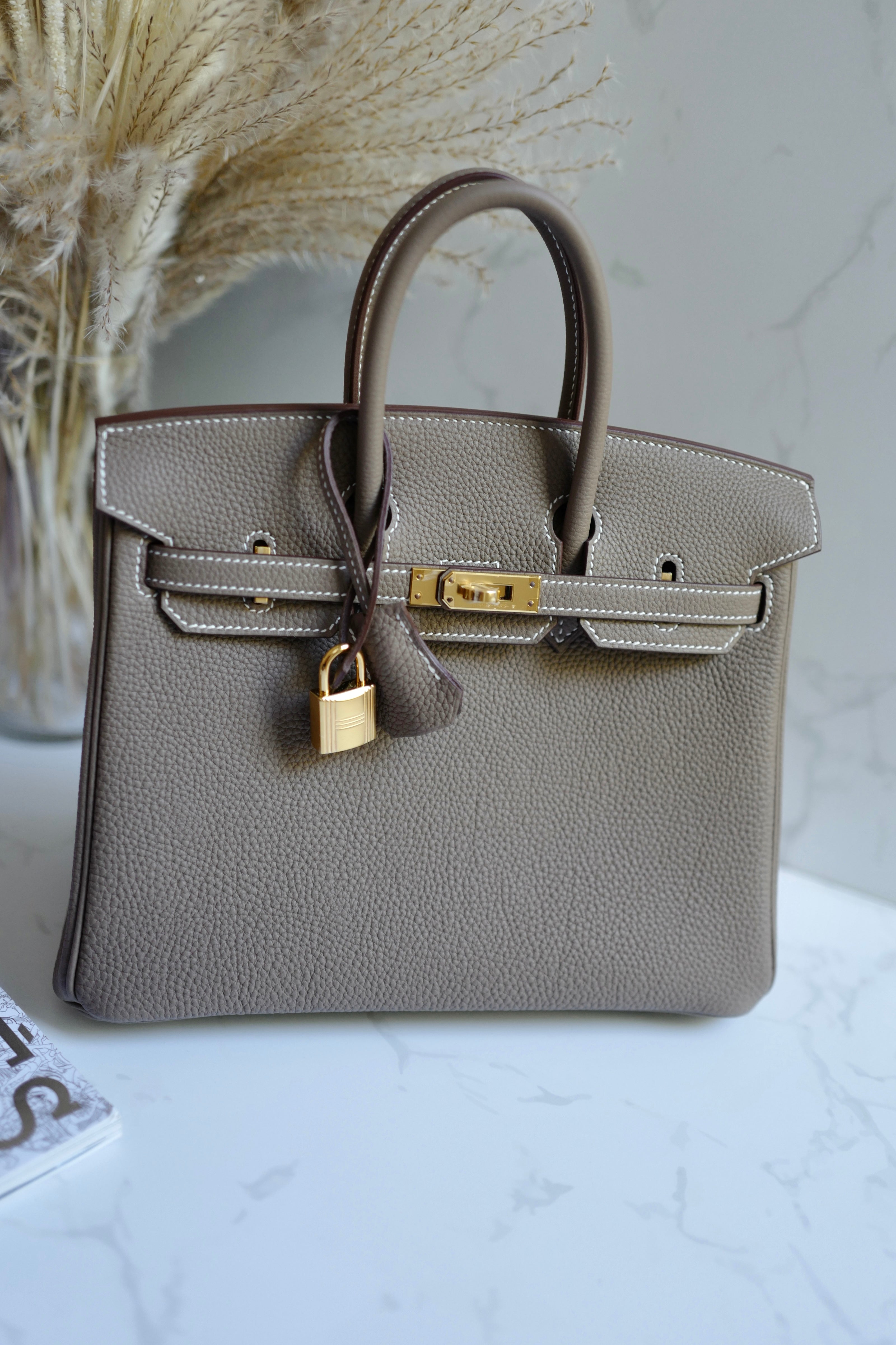 BNIB Hermes Birkin 25 Gris Etoupe Togo Gold Hardware W 2024 With Receipt