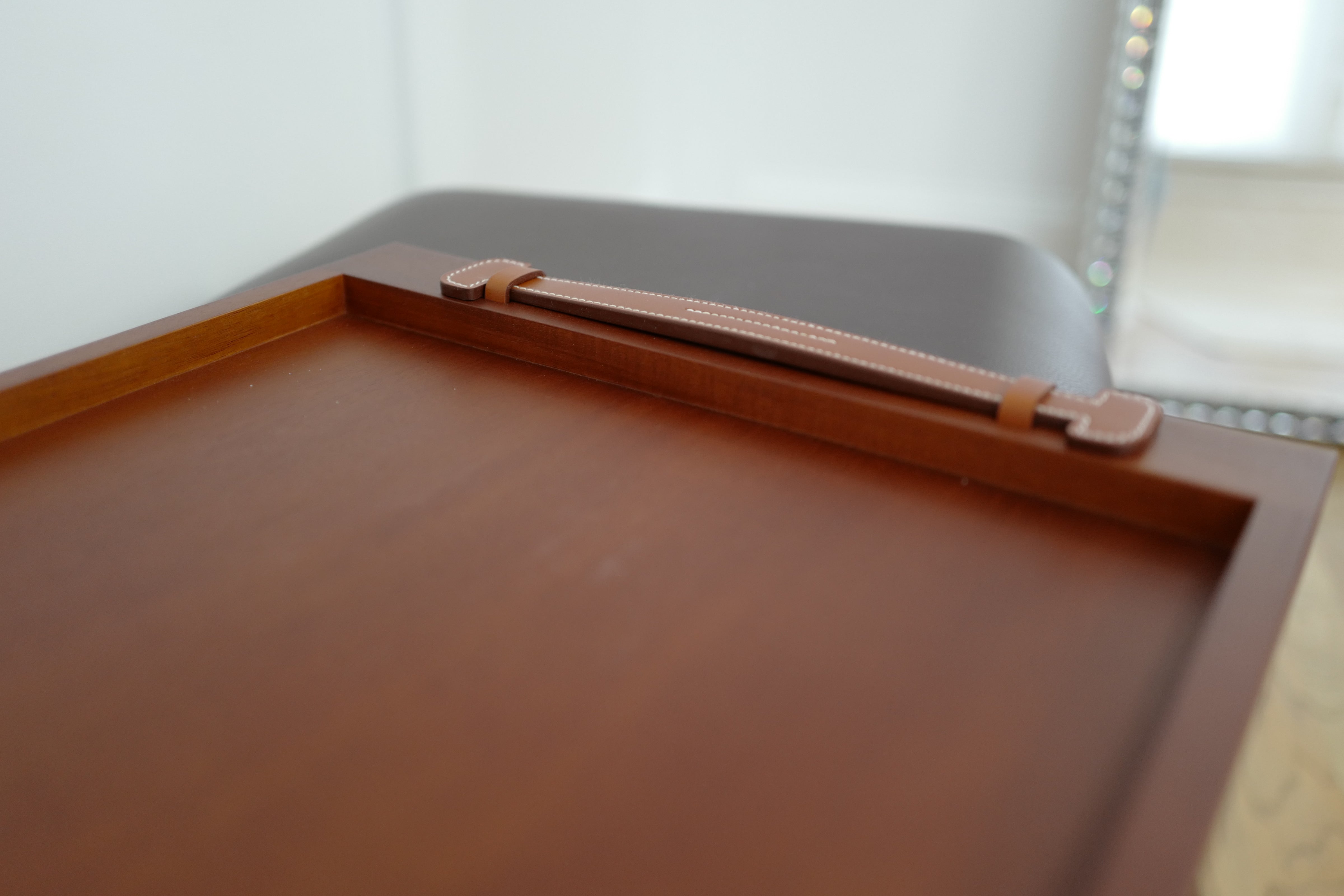 New Hermes Etriviere Tray in solid natural mahogany/ brique