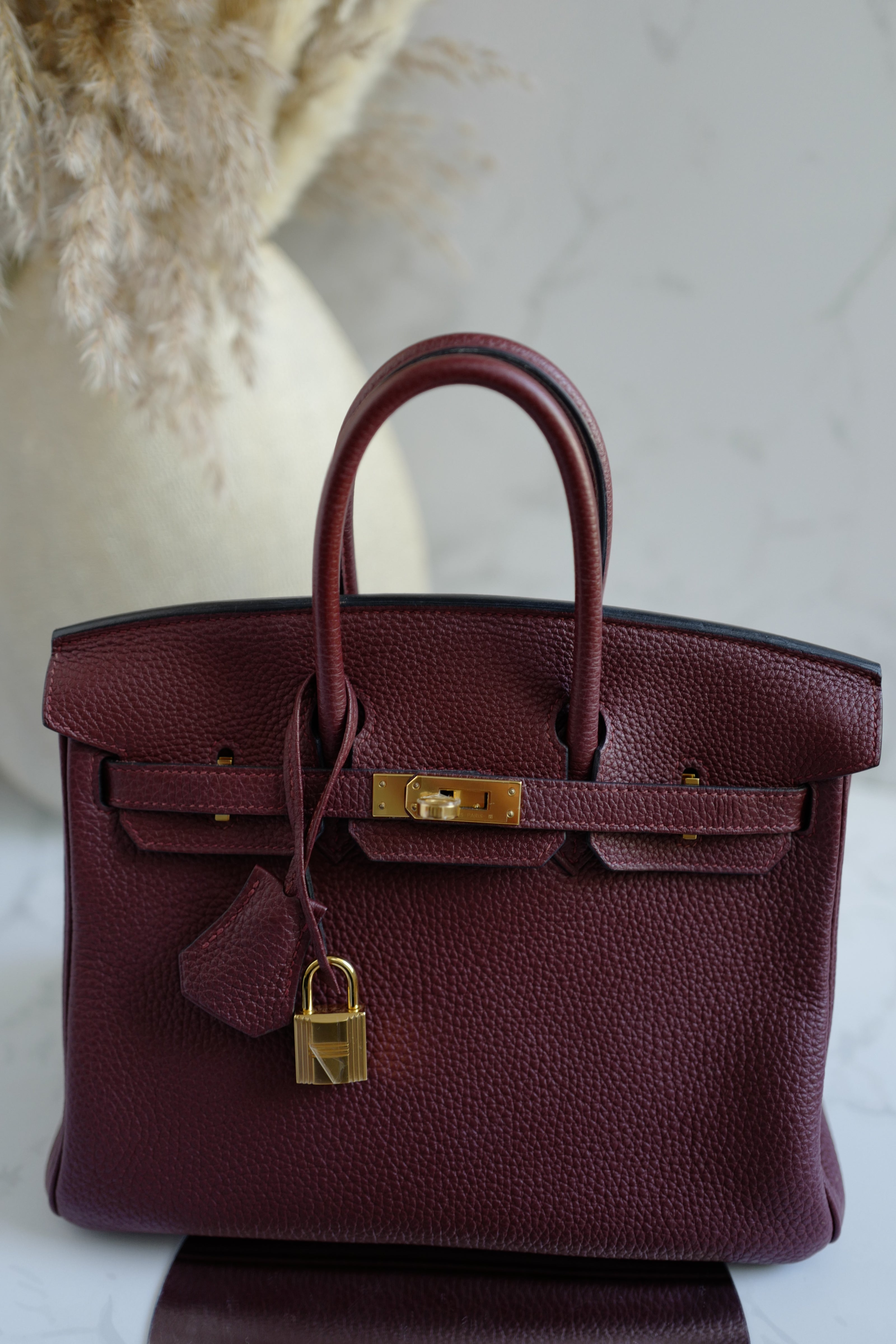 Hermes Birkin 25 Rouge H Togo Gold Hardware Y With Original Receipt