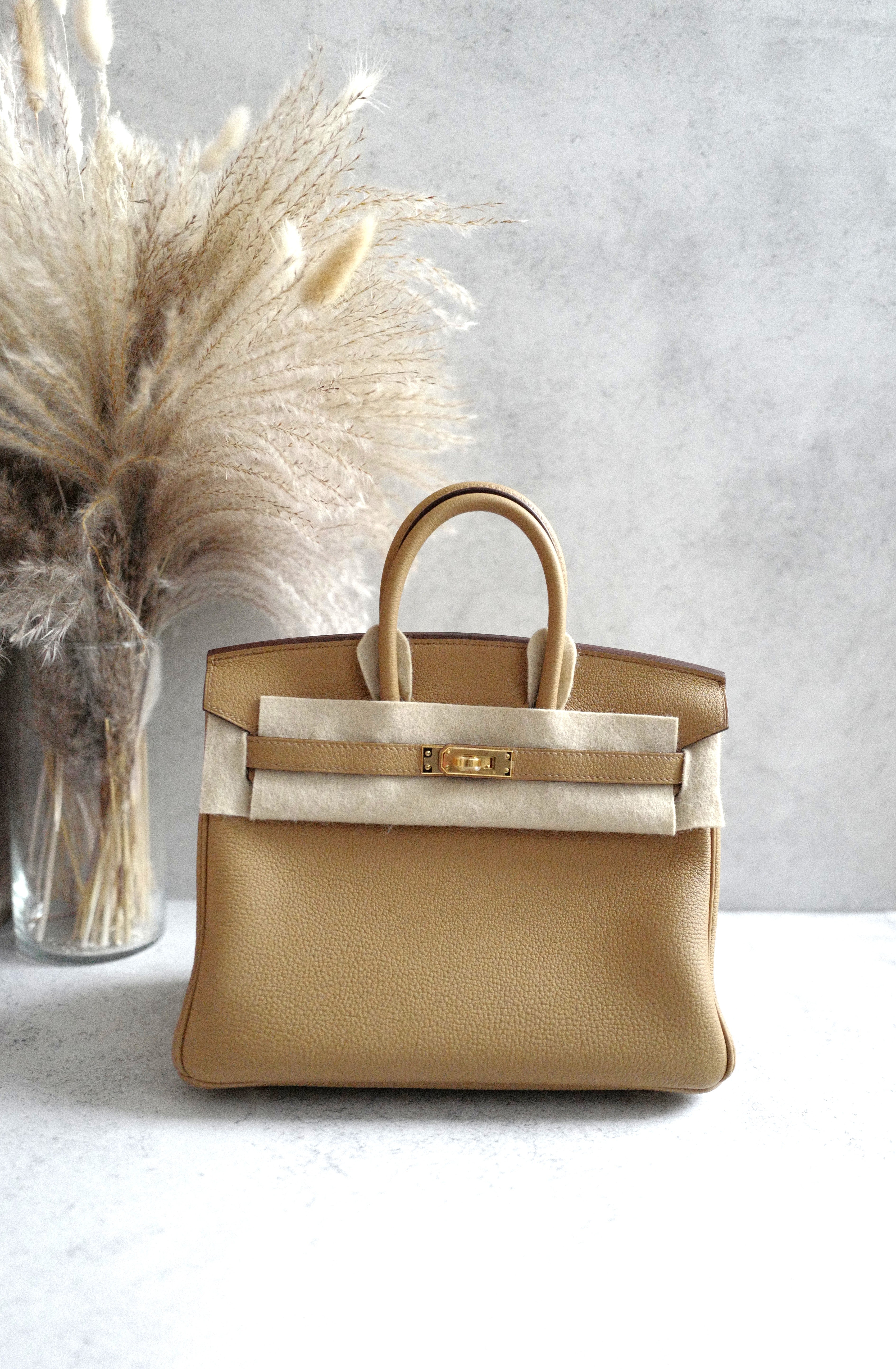 NEW Hermes Birkin 25 Togo Biscuit Gold Hardware