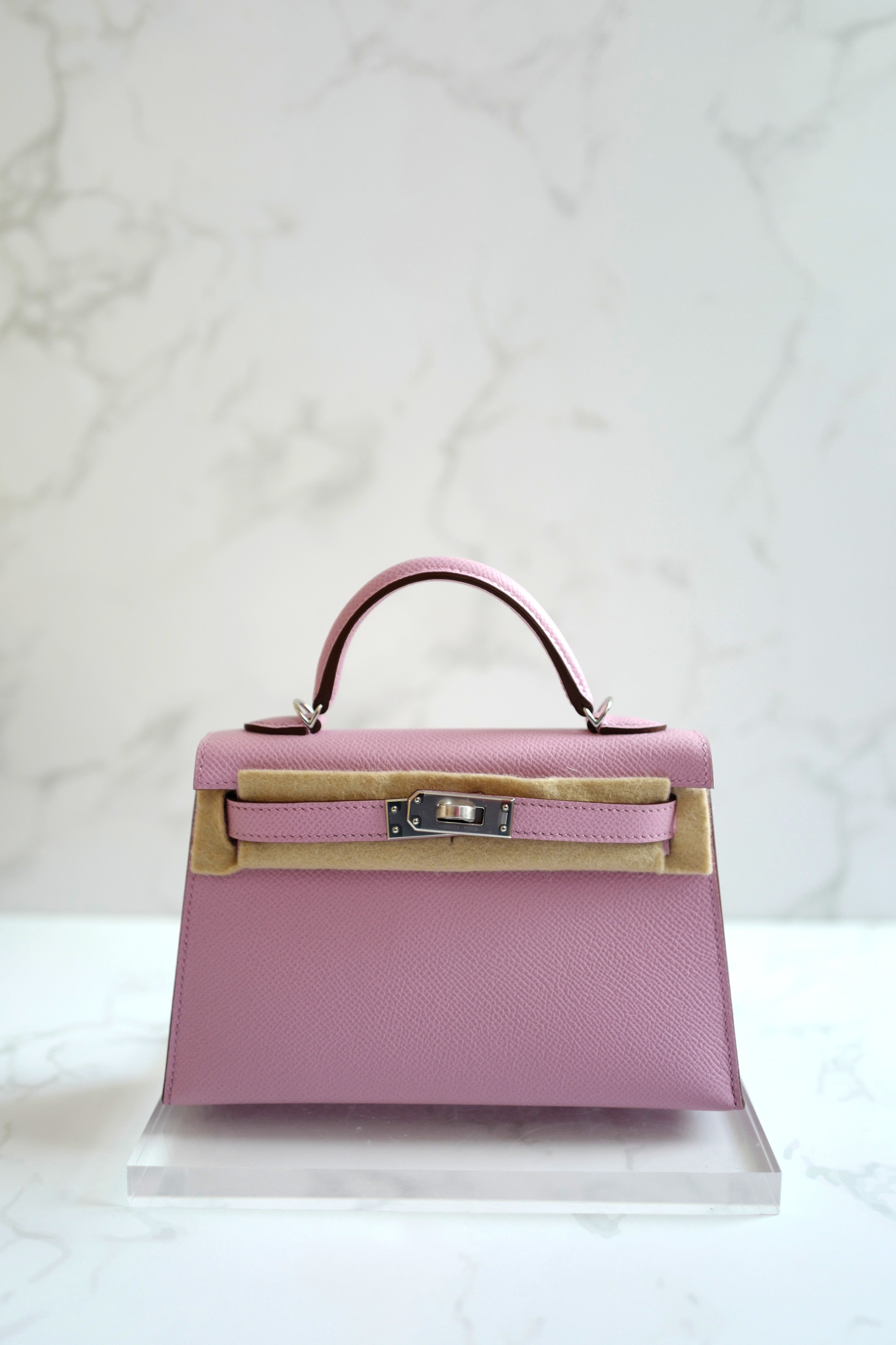Hermes Mini Kelly Mauve Sylvester PHW U Complete With Original Receipt 2022