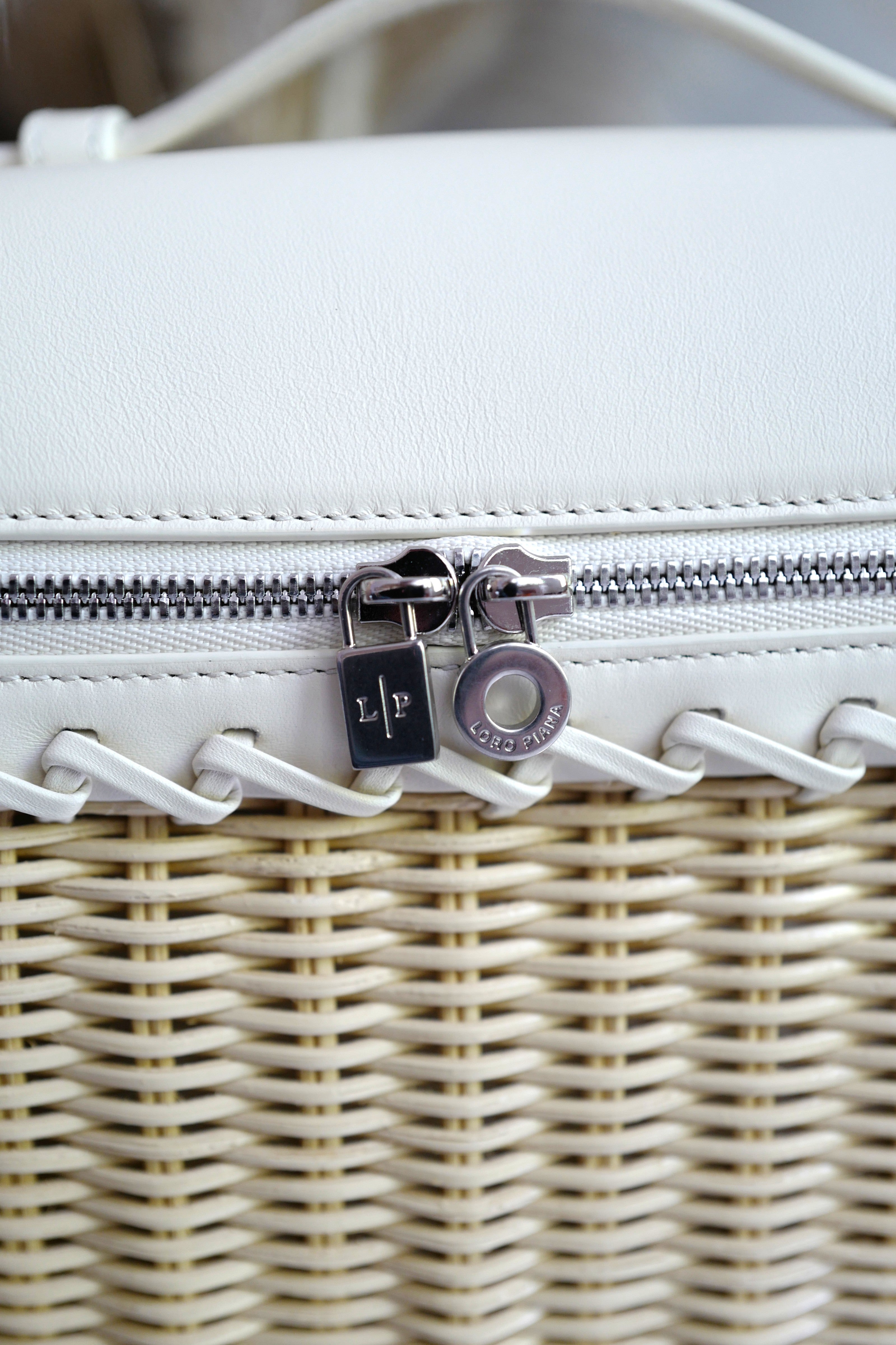 BNIB Loro Piana Extra Pocket L19 North-South Wicker Bag With Crossbody Strap