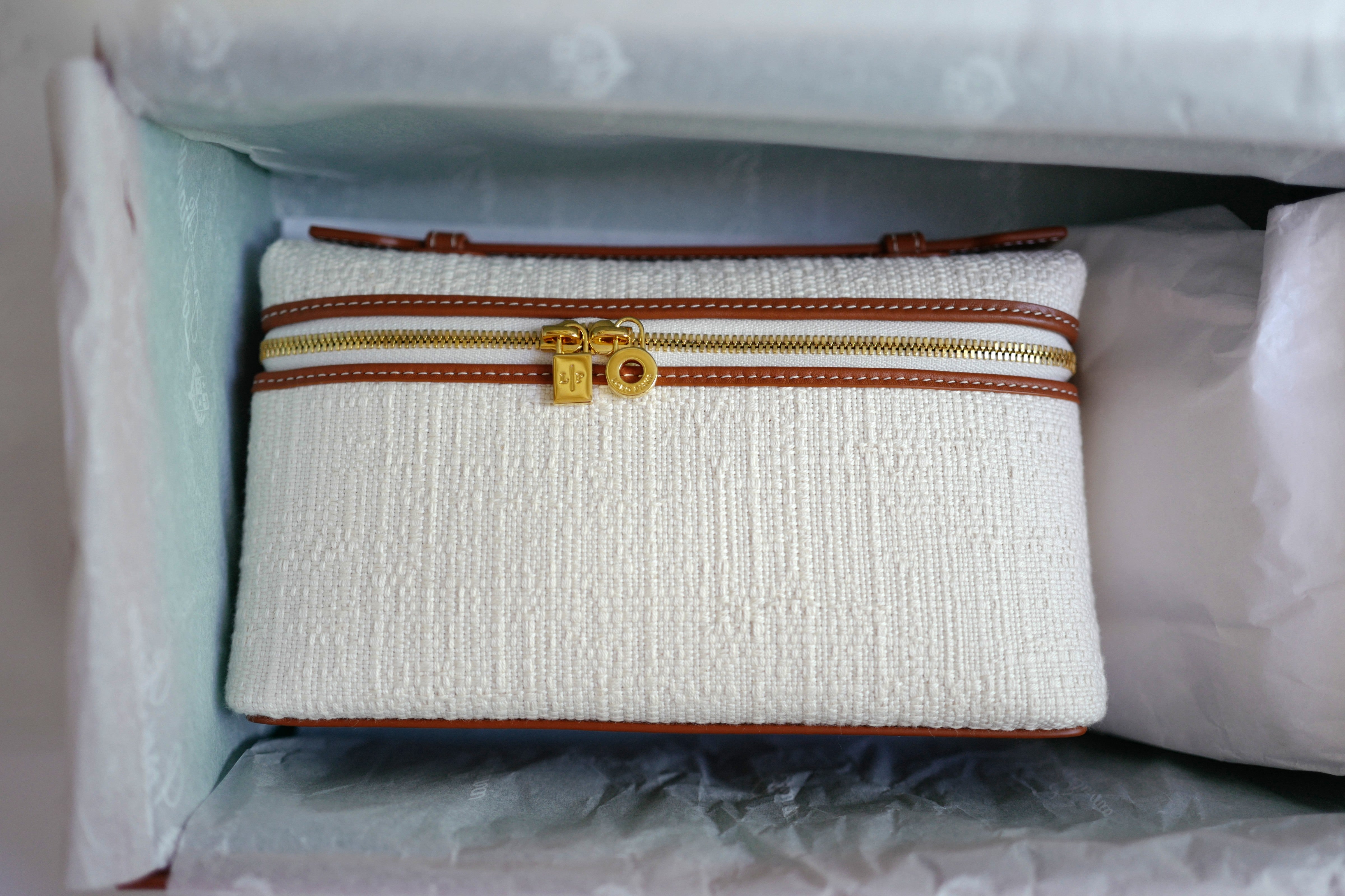 BNIB Loro Piana Extra Pocket L19 in Nougat/Warm Tan/Sun Gold GHW