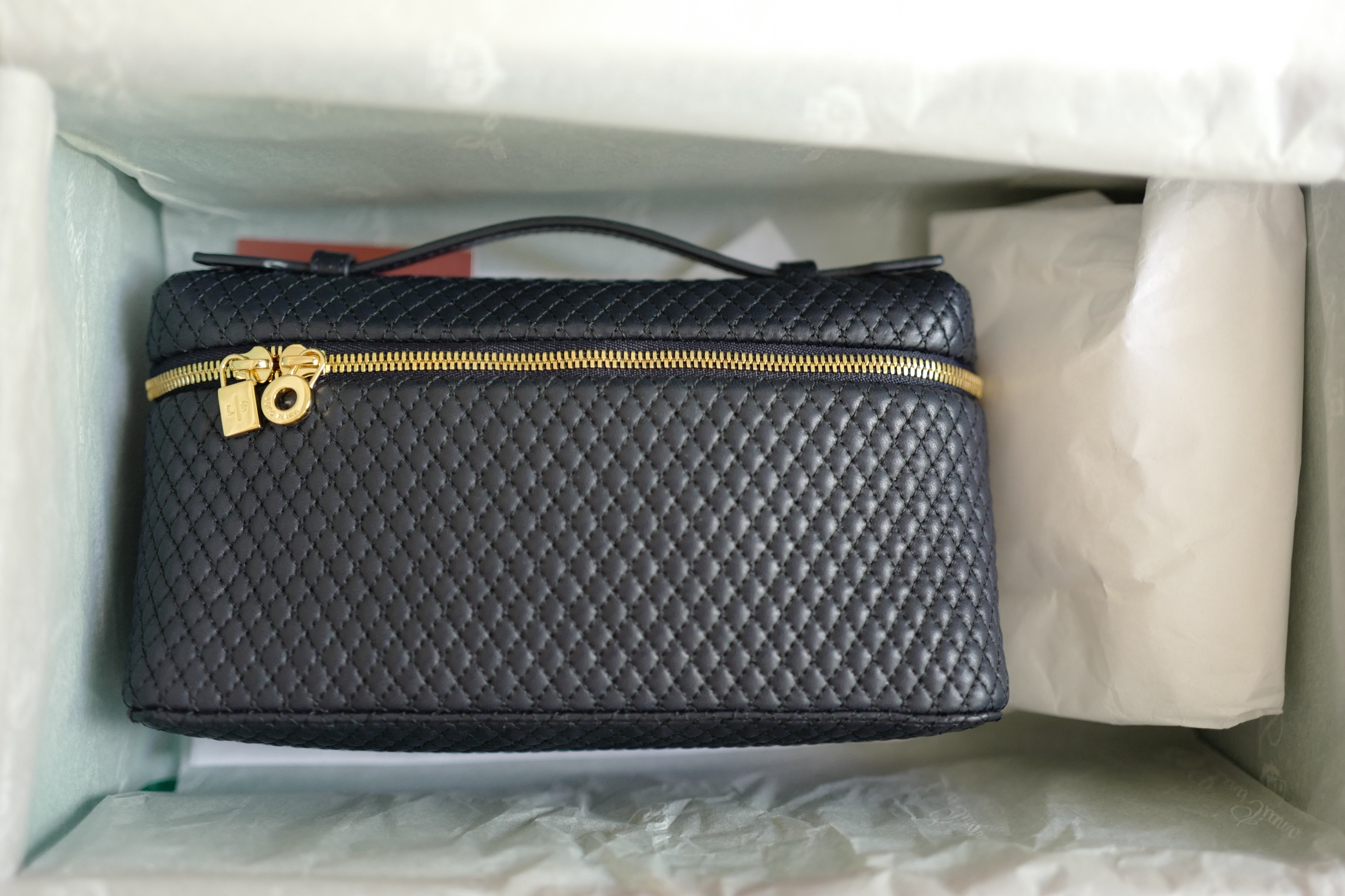 BNIB Loro Piana Extra Pocket L19 Quilted Leather in Blue Navy/Sun Gold GHW 2025