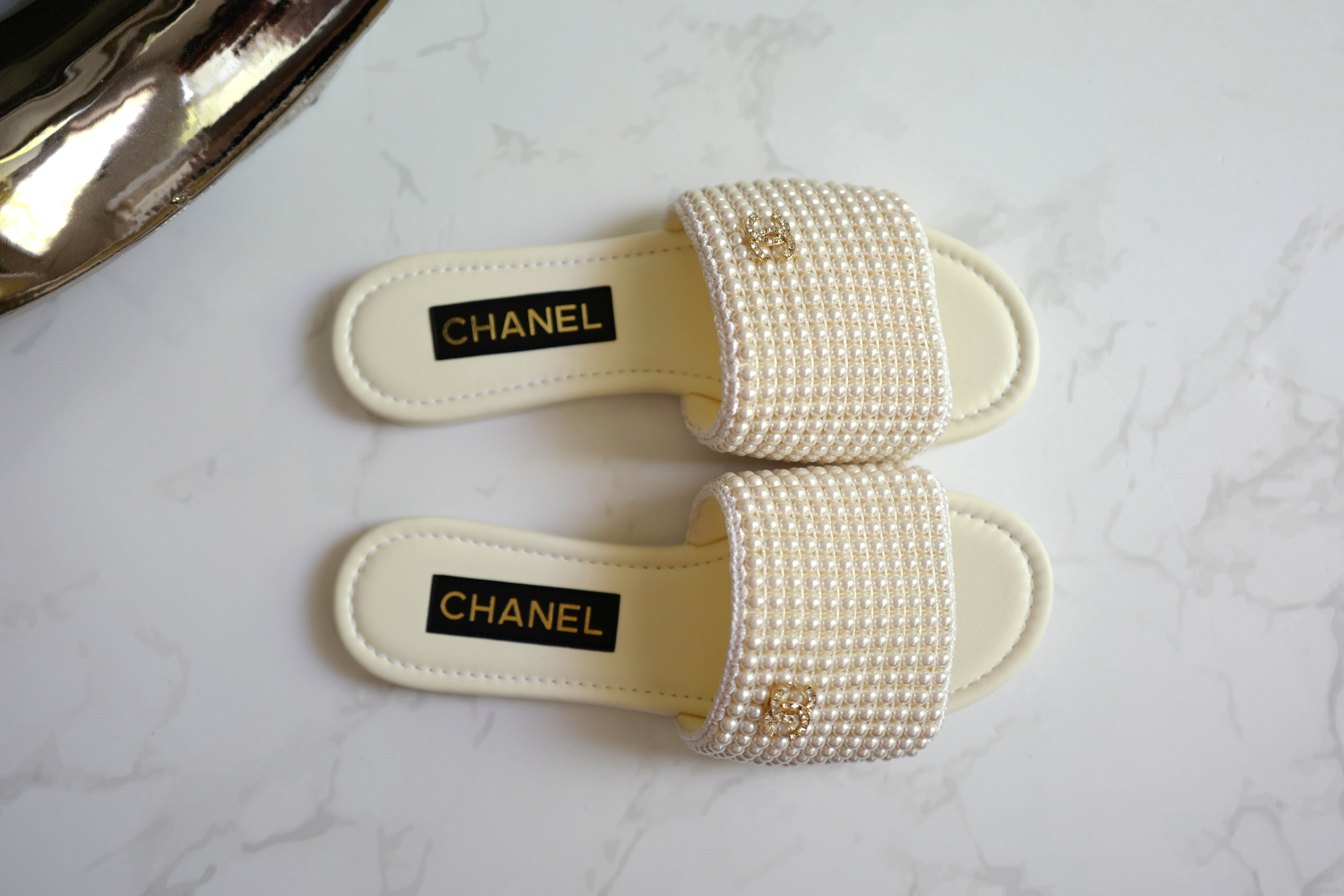 BNIB Chanel Spring Summer Collection 25S Mules Flat With Pearls - Size 38