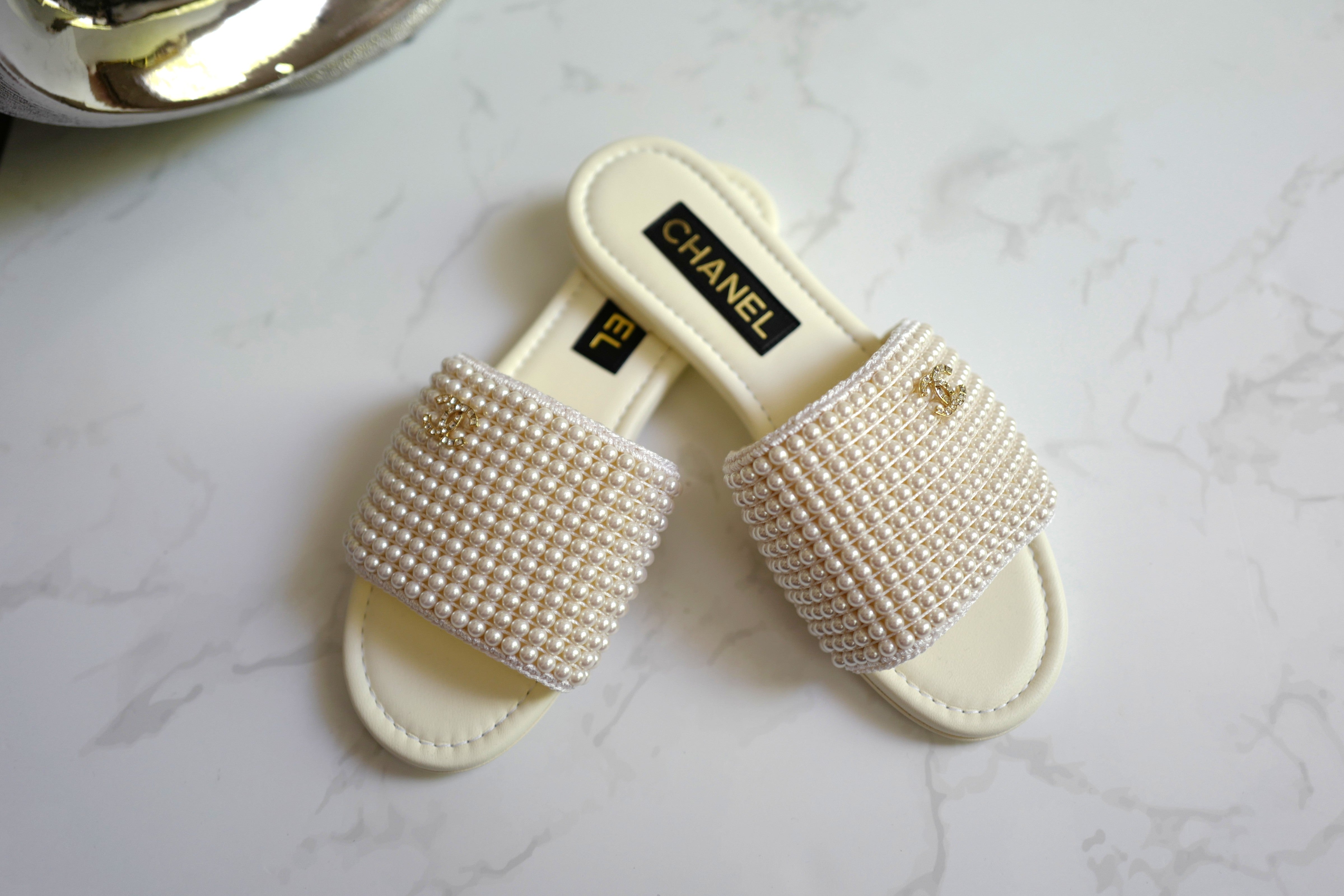 BNIB Chanel Spring Summer Collection 25S Mules Flat With Pearls - Size 38