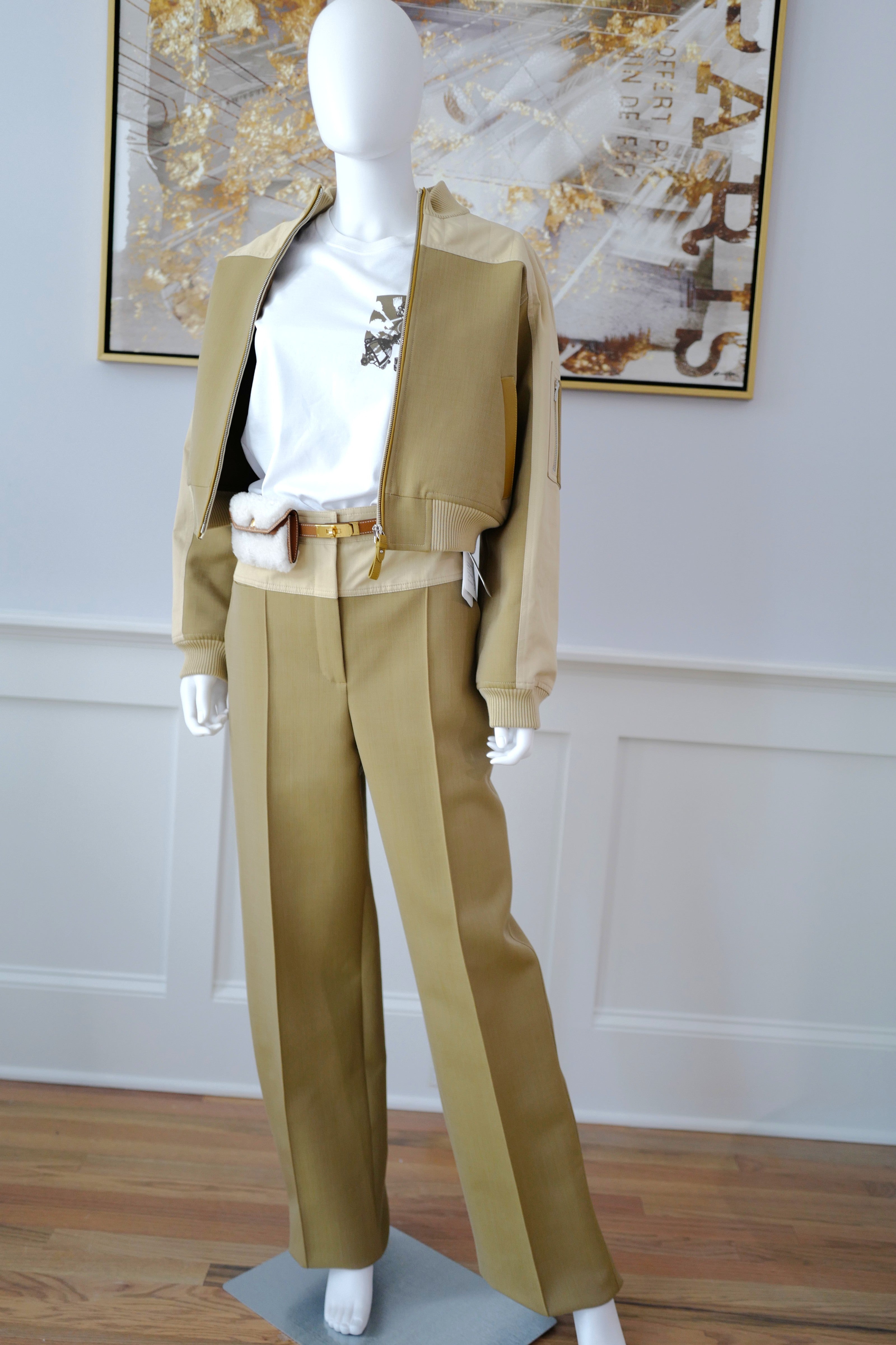 Brand New Hermès Bomber Inspiration Jacket in Vert Muscade Size 36