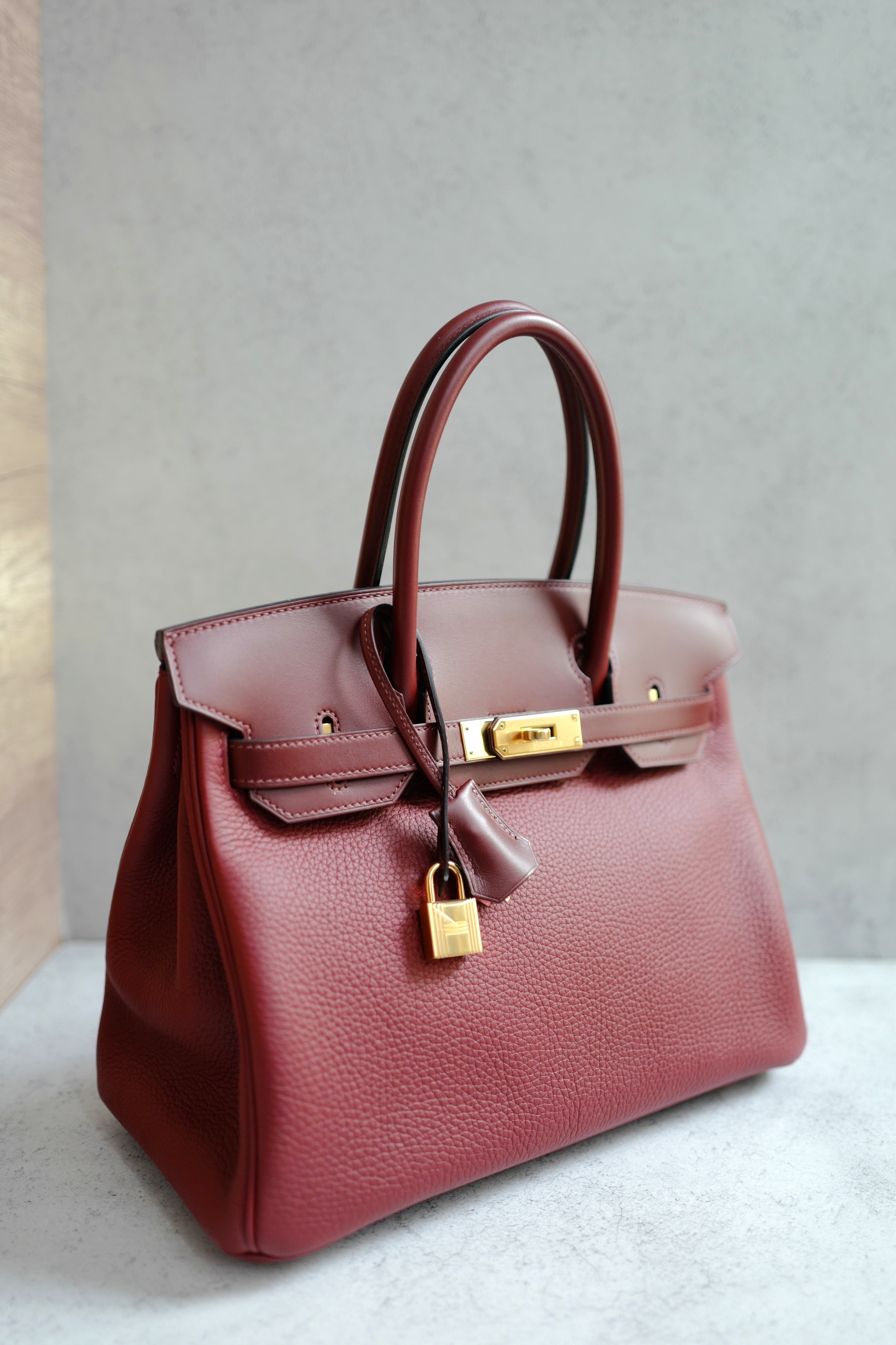 NEW Hermes Birkin 30 Touch Rouge H/Rose Azalea Clemence/Sombrero Gold HW #D 2021