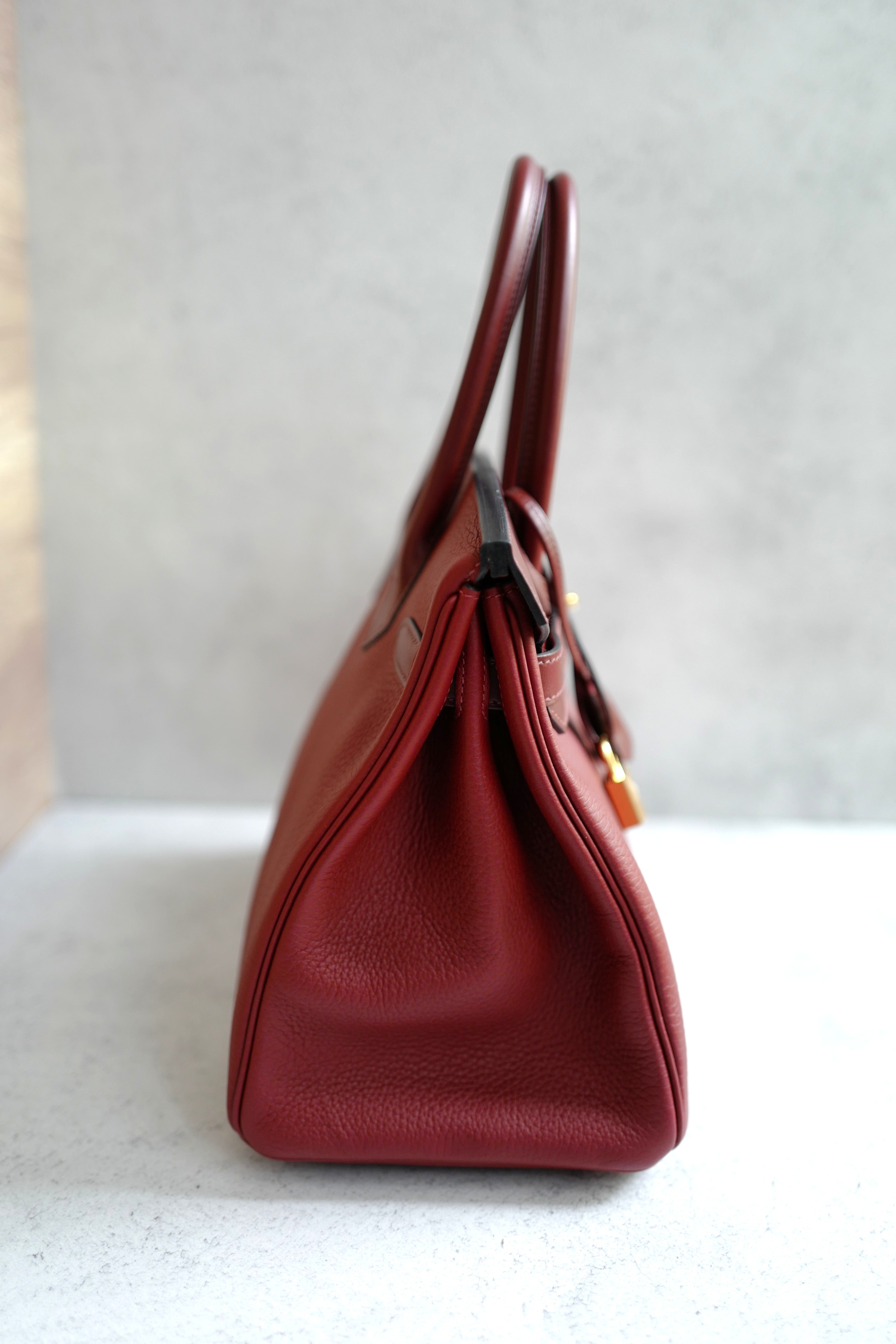 NEW Hermes Birkin 30 Touch Rouge H/Rose Azalea Clemence/Sombrero Gold HW #D 2021