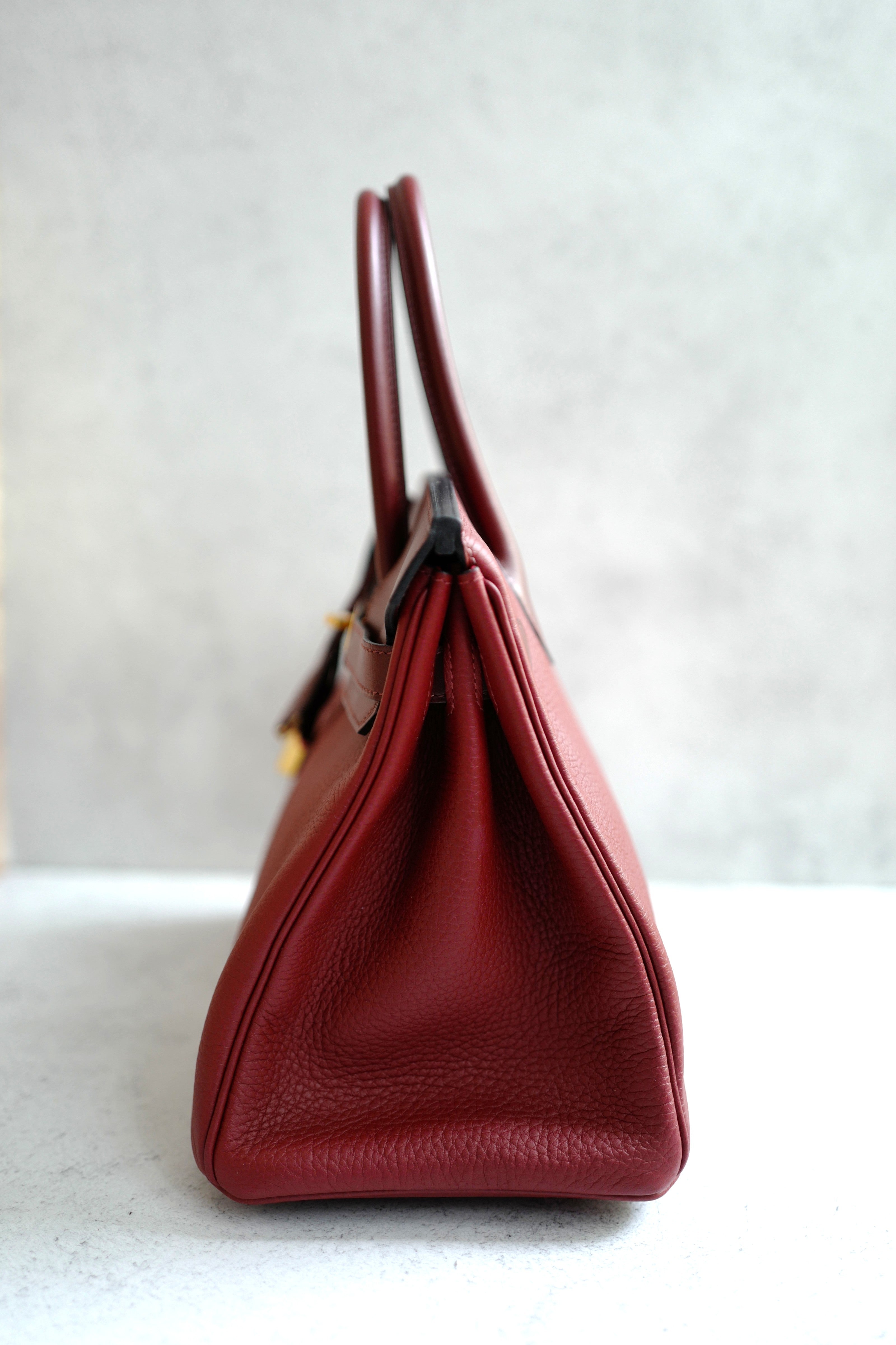 NEW Hermes Birkin 30 Touch Rouge H/Rose Azalea Clemence/Sombrero Gold HW #D 2021