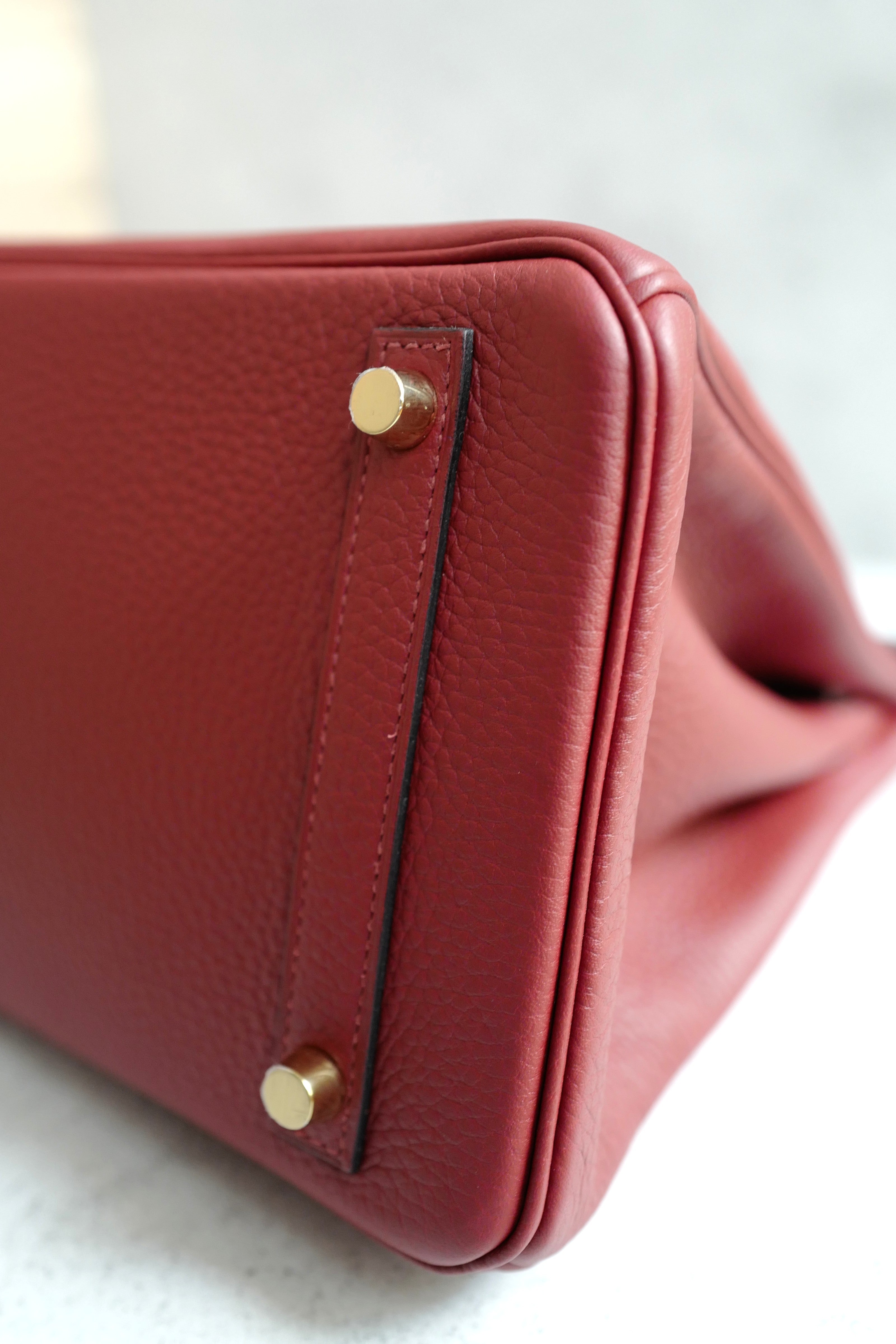 NEW Hermes Birkin 30 Touch Rouge H/Rose Azalea Clemence/Sombrero Gold HW #D 2021