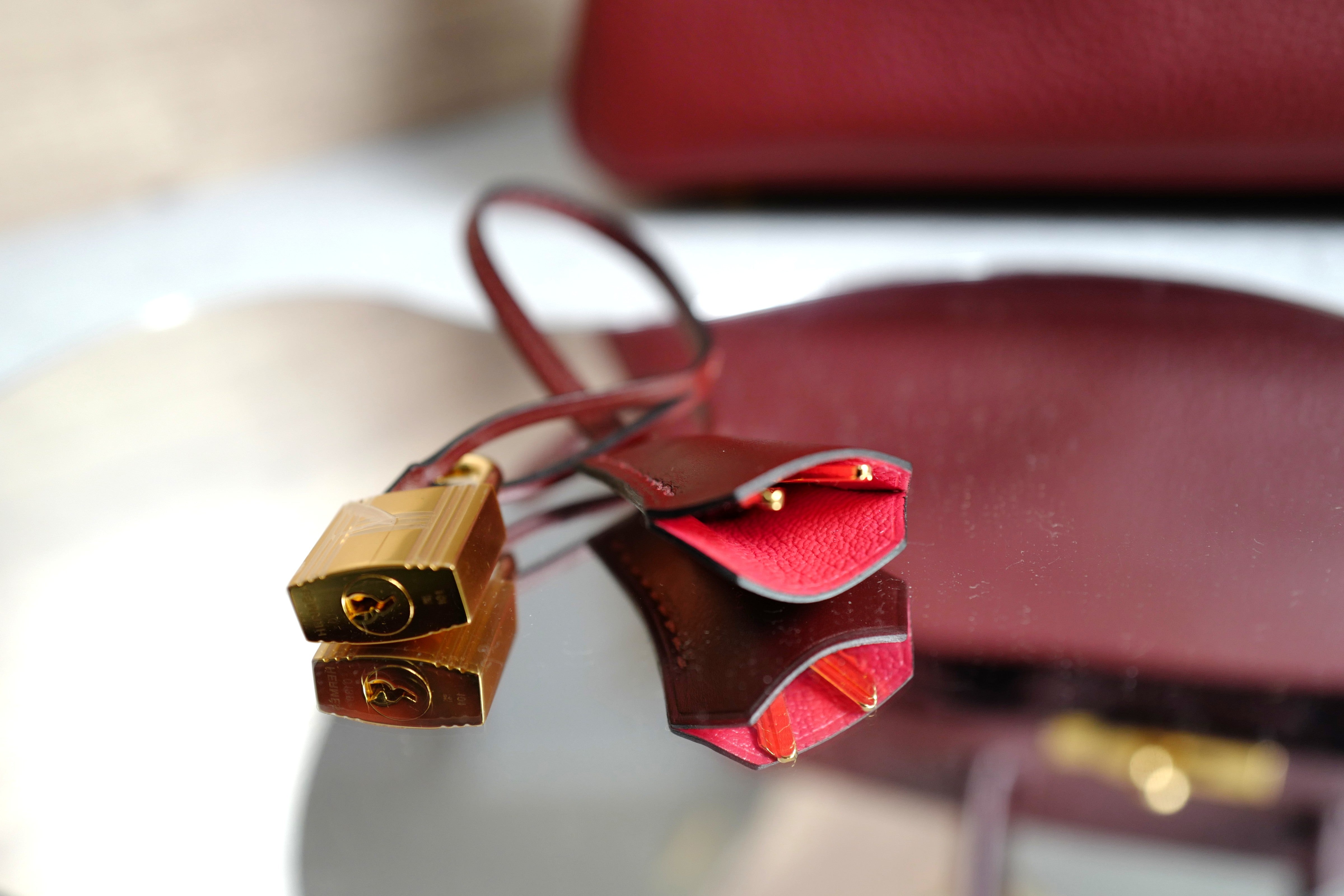 NEW Hermes Birkin 30 Touch Rouge H/Rose Azalea Clemence/Sombrero Gold HW #D 2021