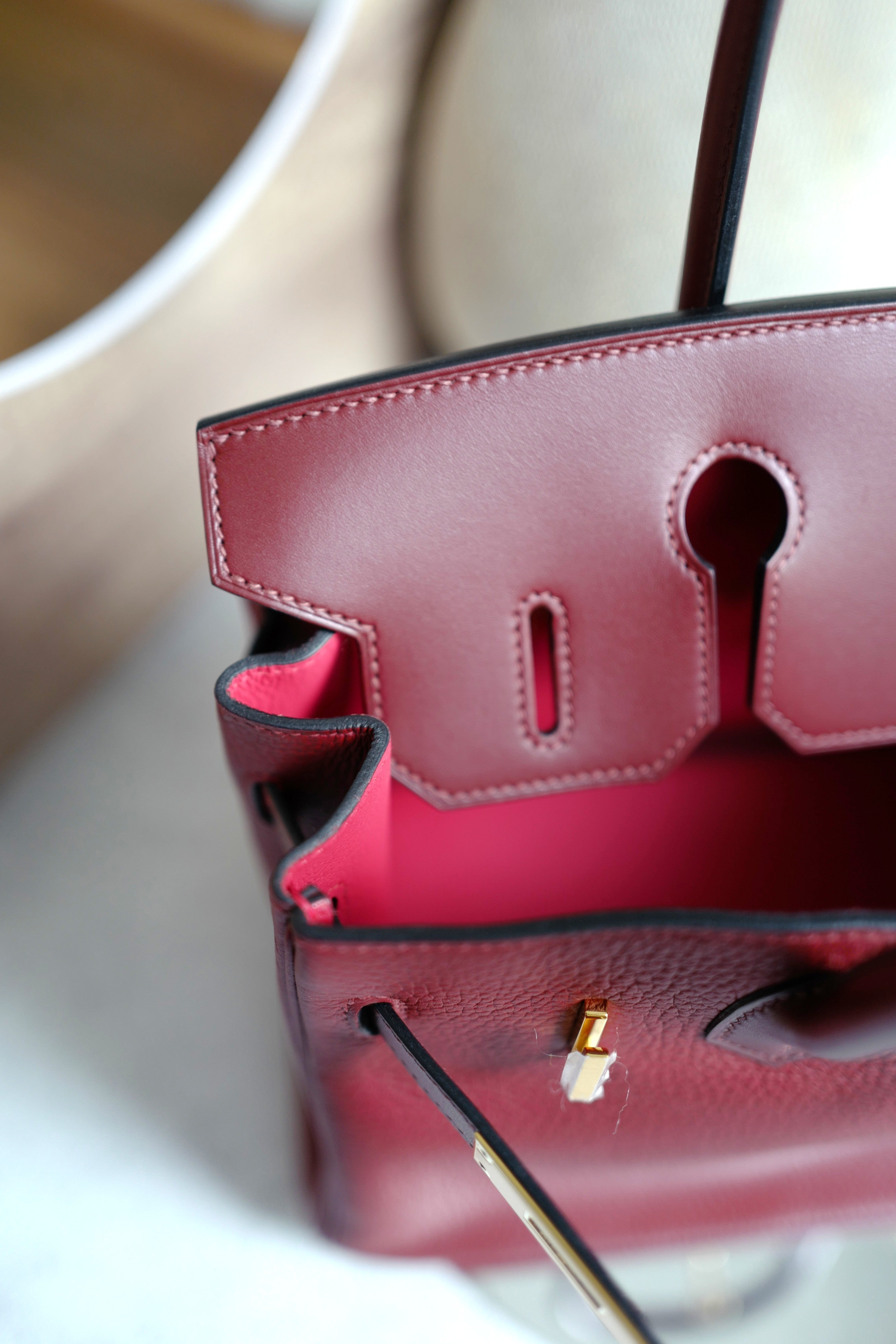 NEW Hermes Birkin 30 Touch Rouge H/Rose Azalea Clemence/Sombrero Gold HW #D 2021