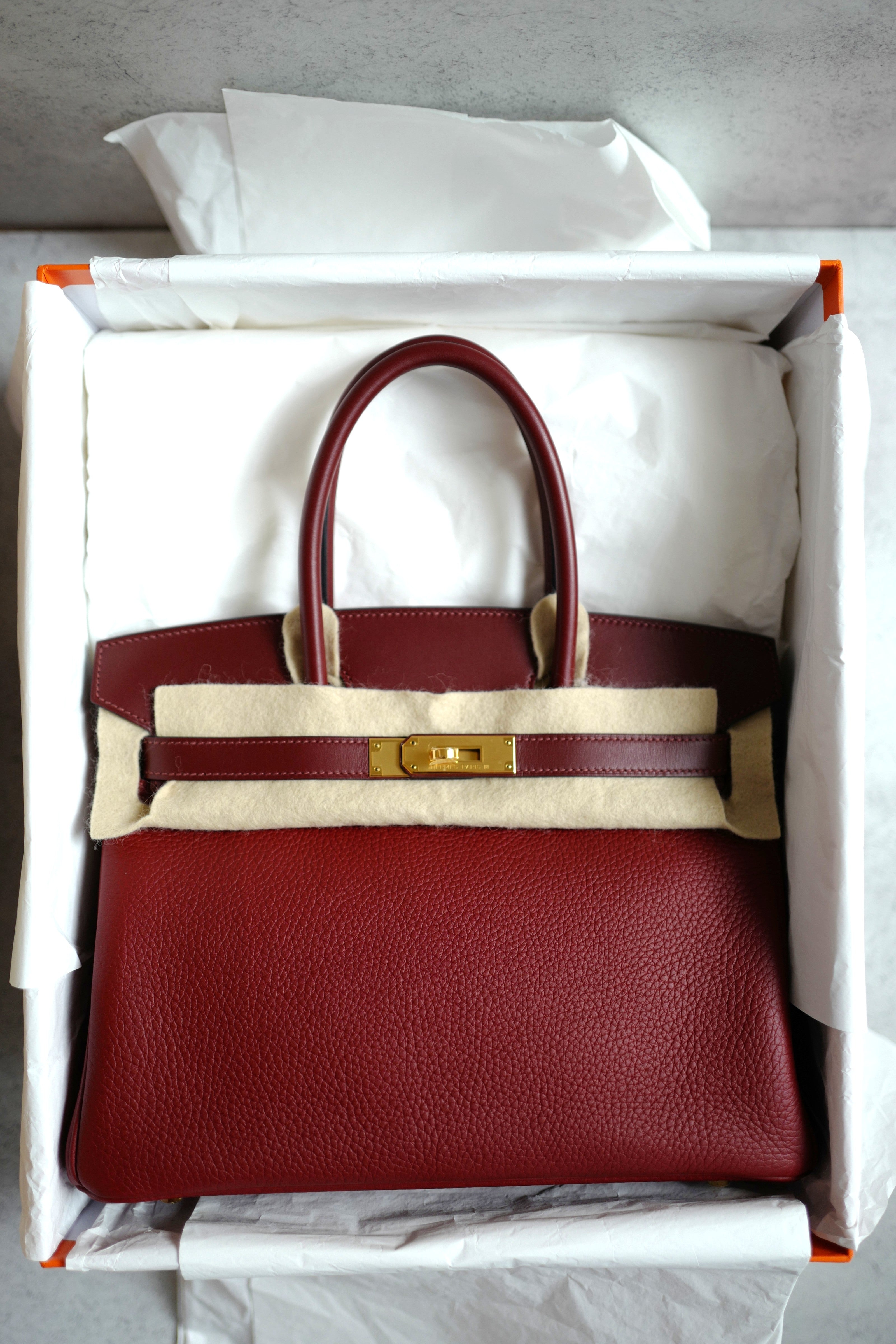 NEW Hermes Birkin 30 Touch Rouge H/Rose Azalea Clemence/Sombrero Gold HW #D 2021