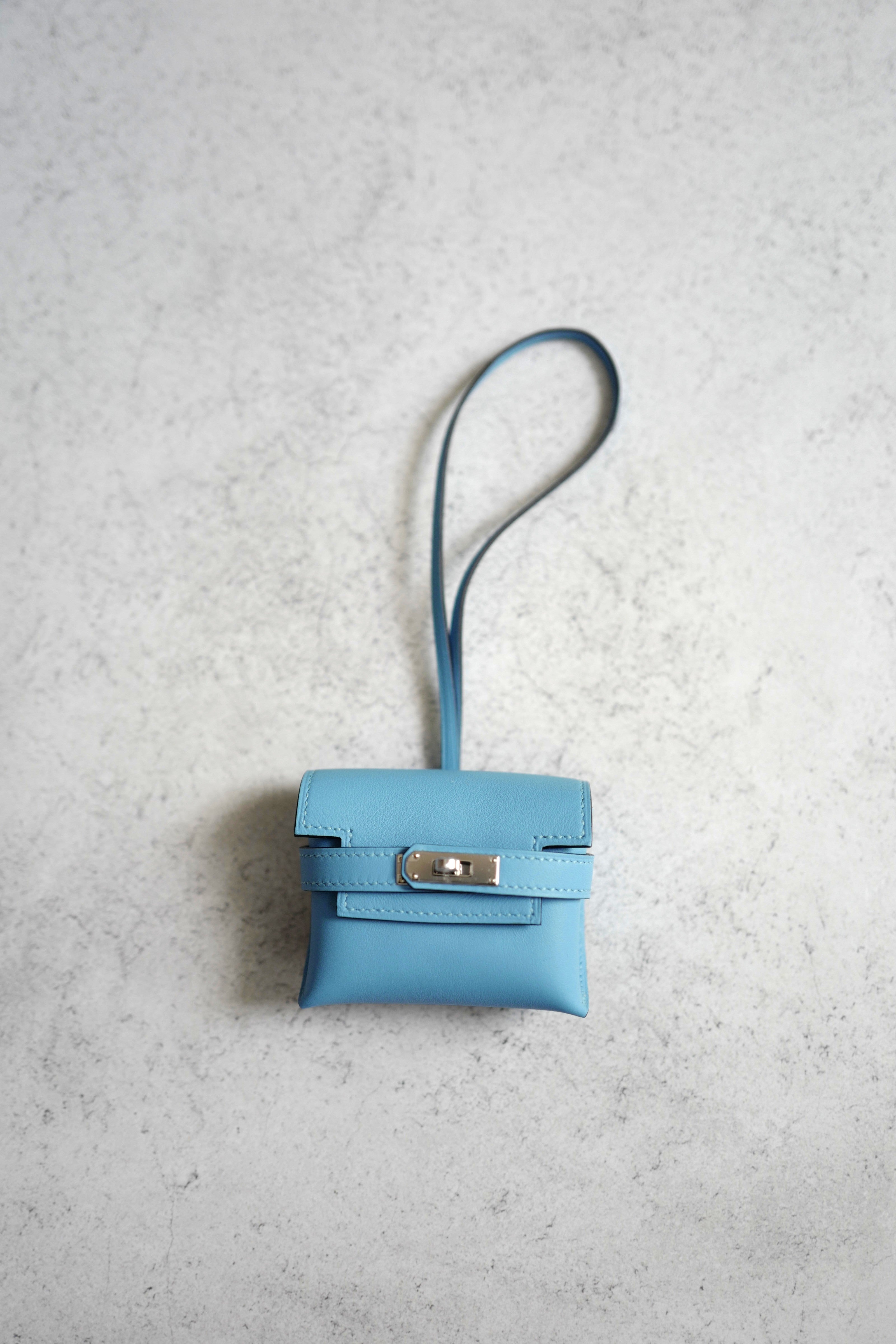 BNIB Hermes Kelly Festival Bag Charm in Celeste NEW MICRO KELLY STYLE