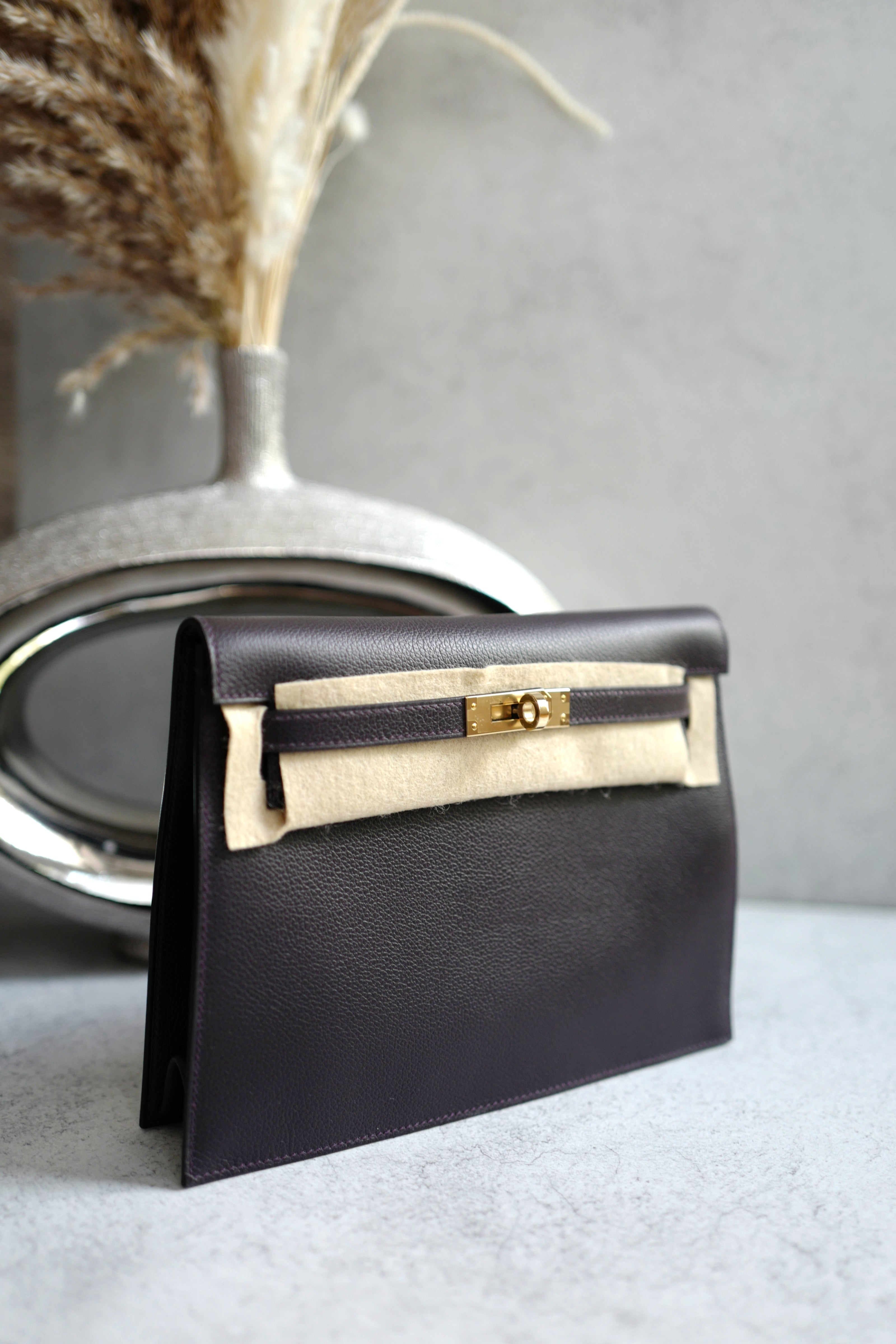 BNIB Hermès Kelly Danse Evercolor Prunoir/Anemone with GHW K Stamp 202