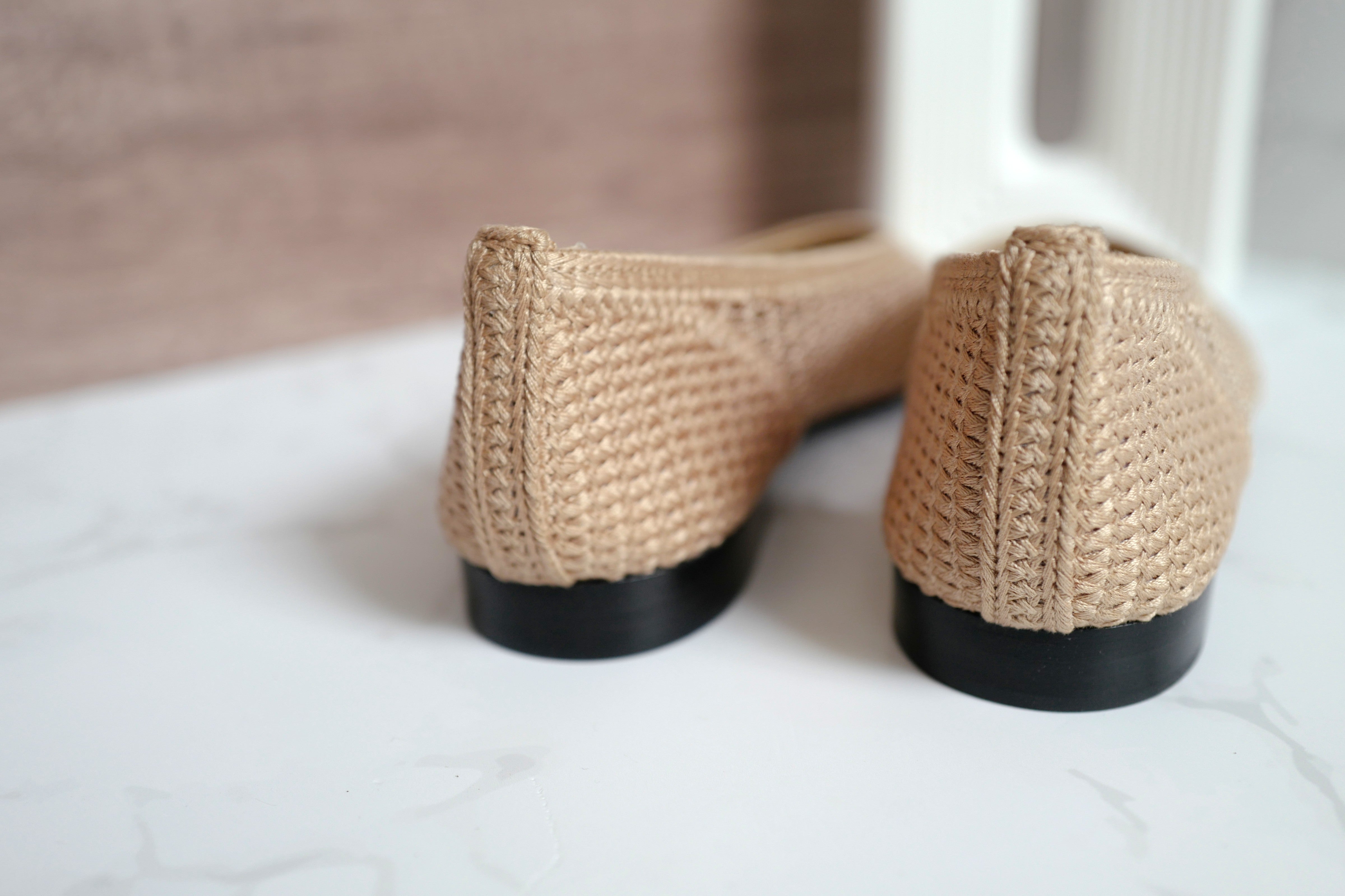 BNIB Chanel Spring-Summer 25P Raffia Ballet Flats Dark Beige/Beige Size 38
