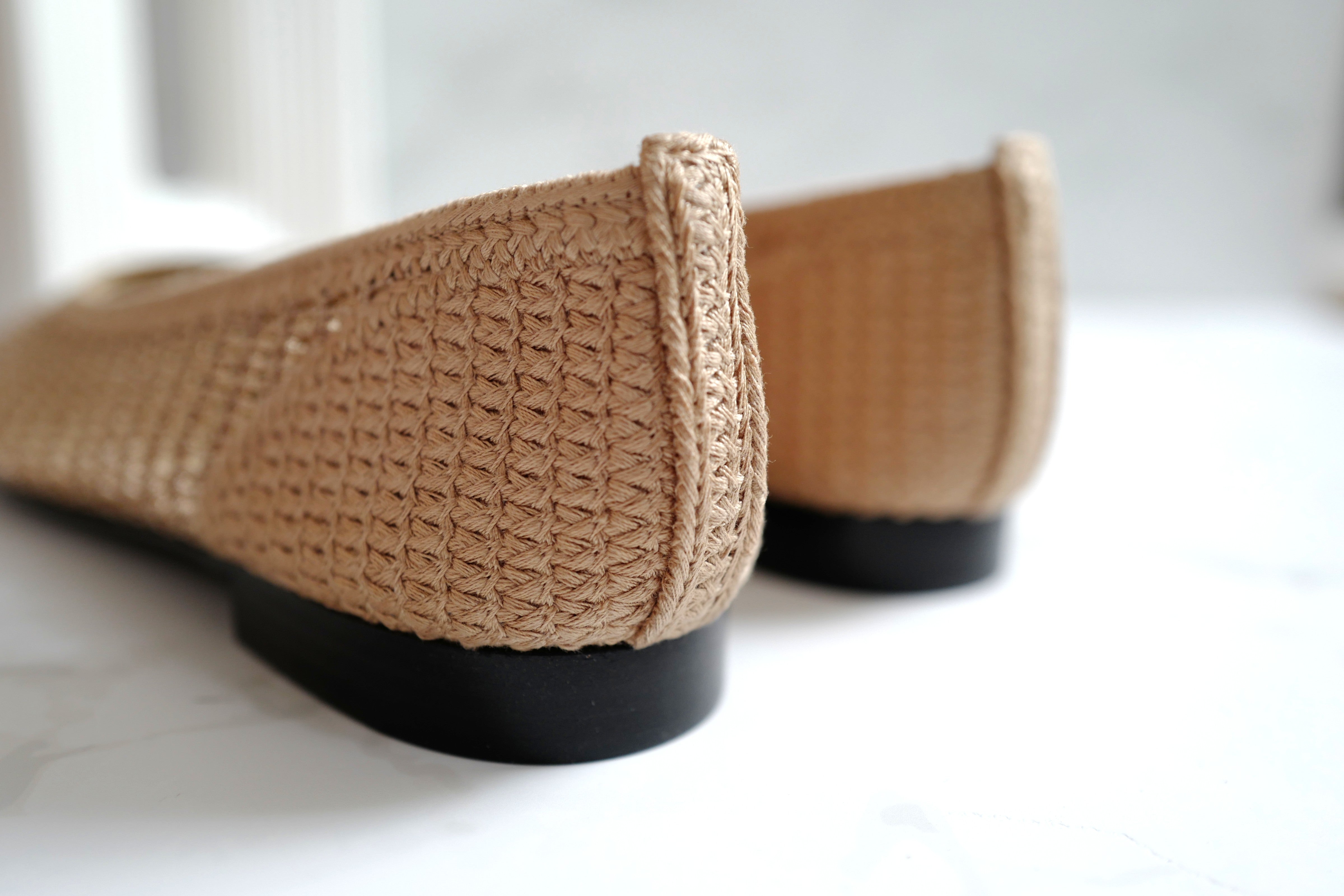 BNIB Chanel Spring-Summer 25P Raffia Ballet Flats Dark Beige/Beige Size 38