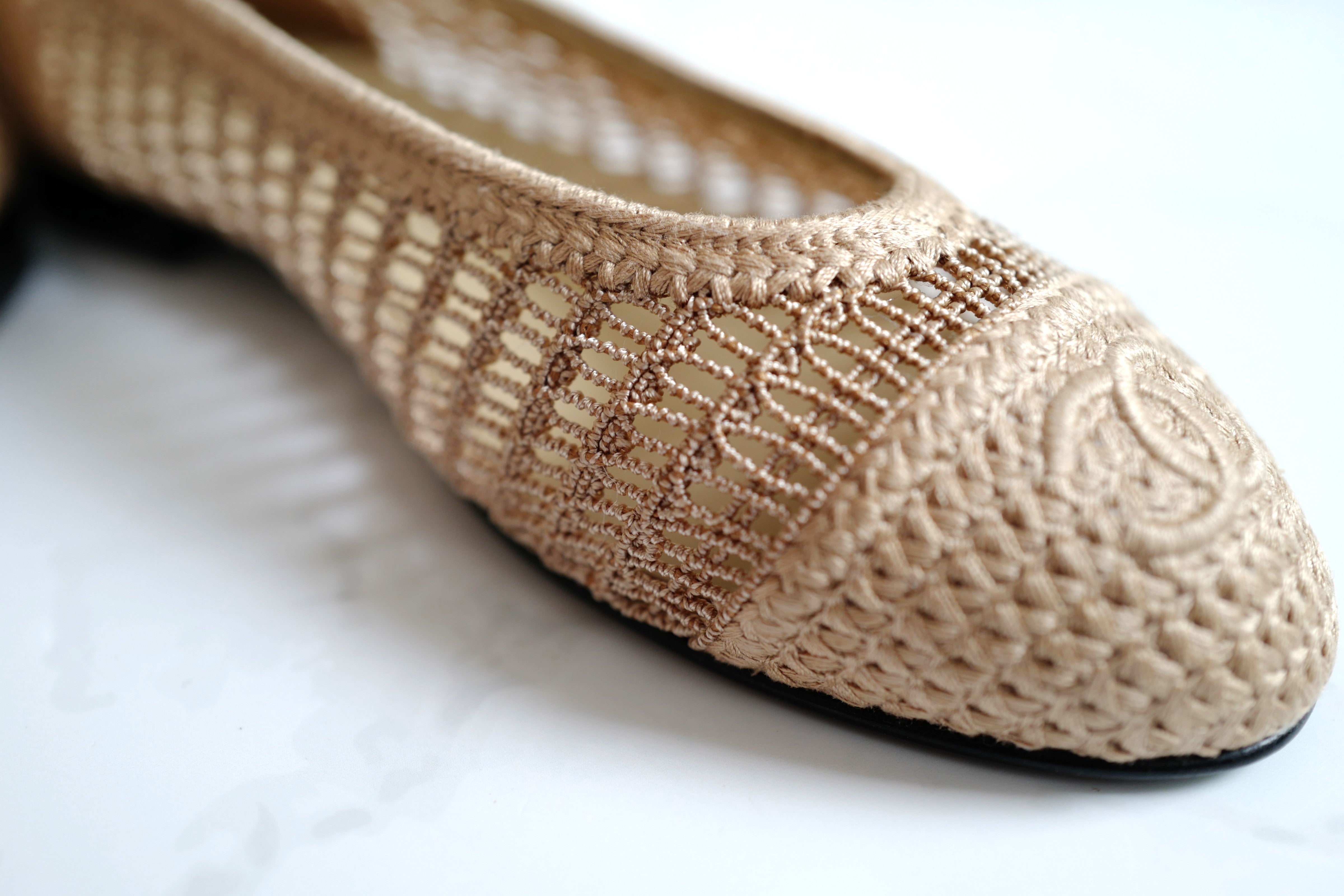 BNIB Chanel Spring-Summer 25P Raffia Ballet Flats Dark Beige/Beige Size 38