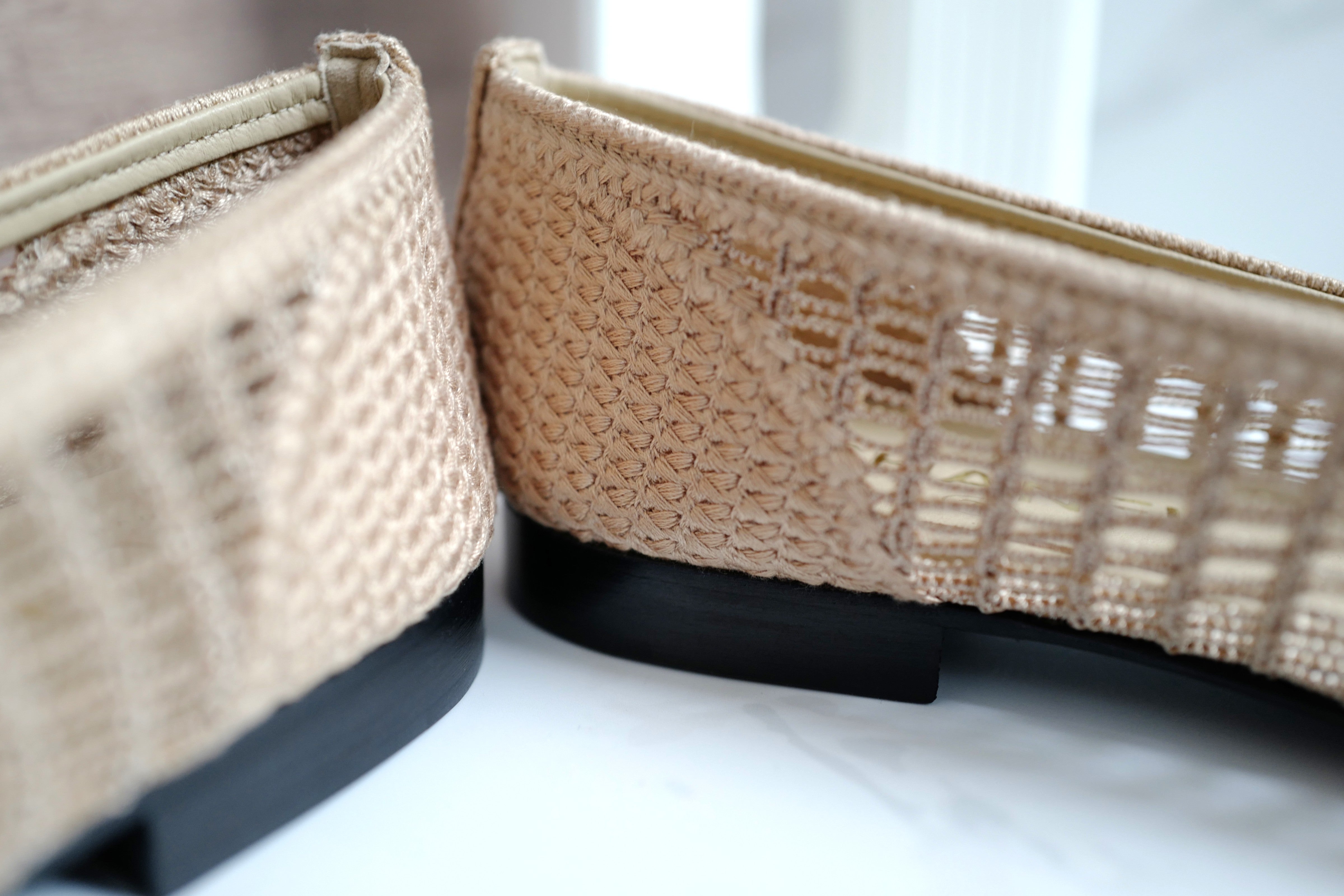 BNIB Chanel Spring-Summer 25P Raffia Ballet Flats Dark Beige/Beige Size 38