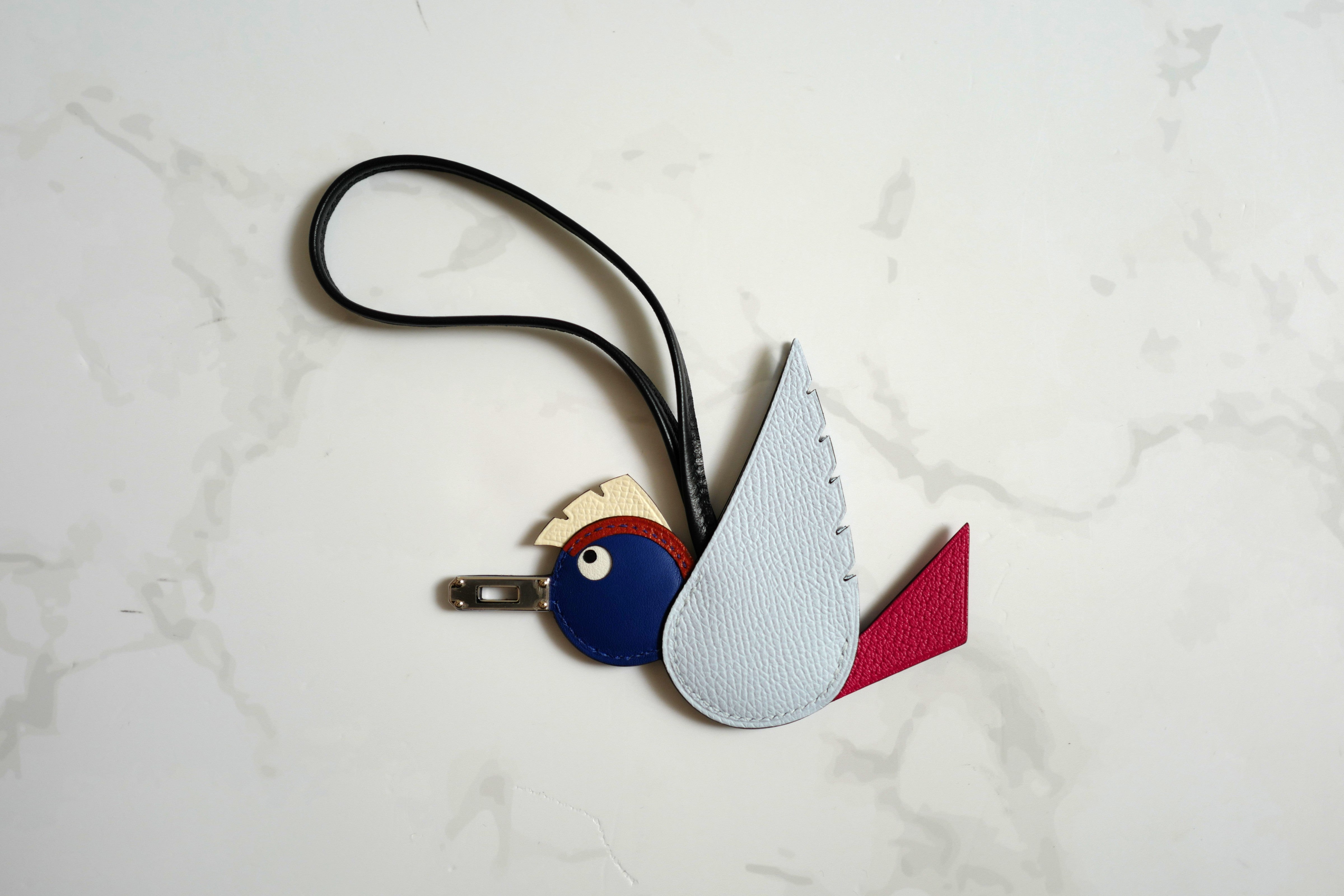 NEW Hermes Birdy Charm in Bleu Brume/Rose Mexico/Bleu Royal