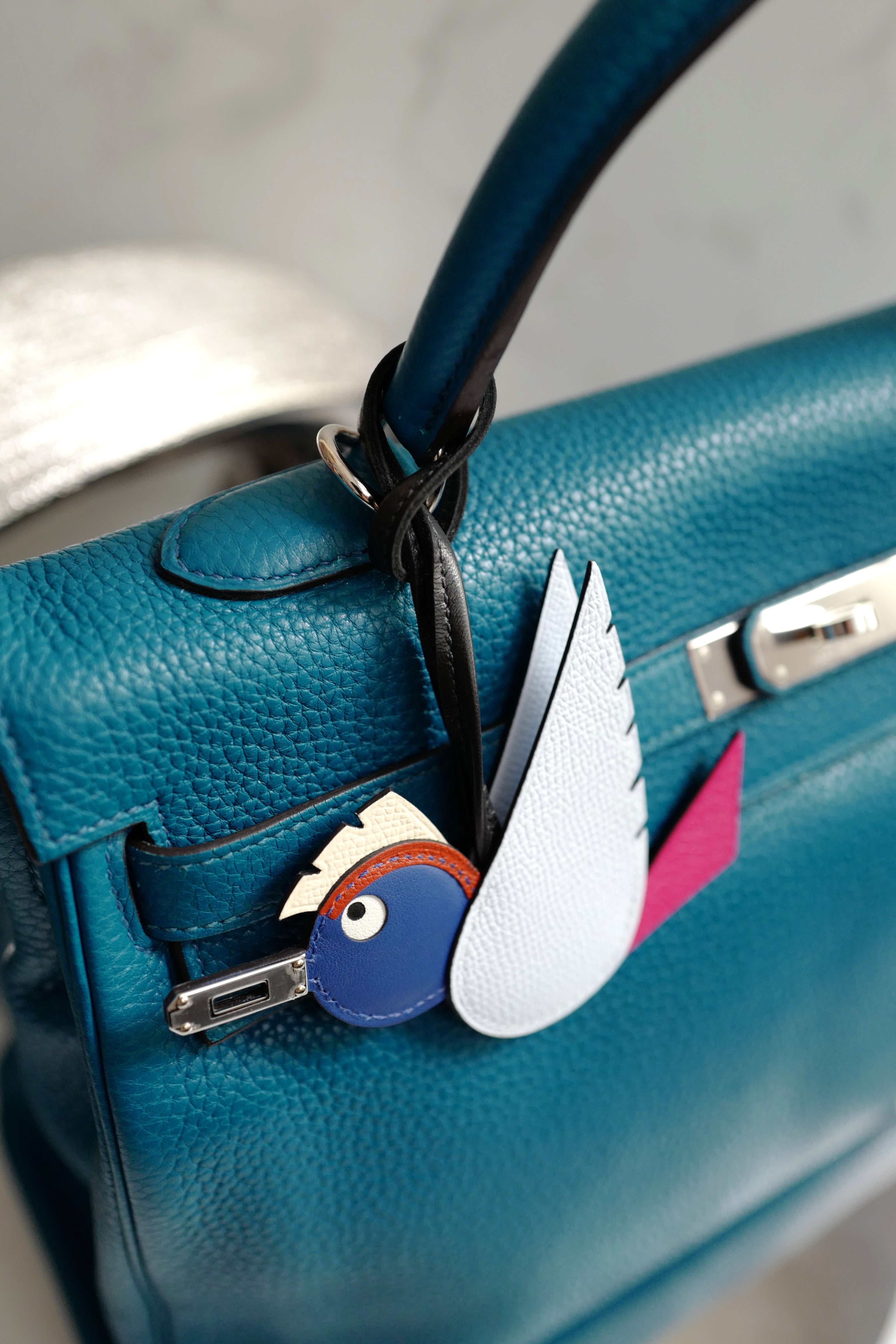 NEW Hermes Birdy Charm in Bleu Brume/Rose Mexico/Bleu Royal/Cuivre/Nat