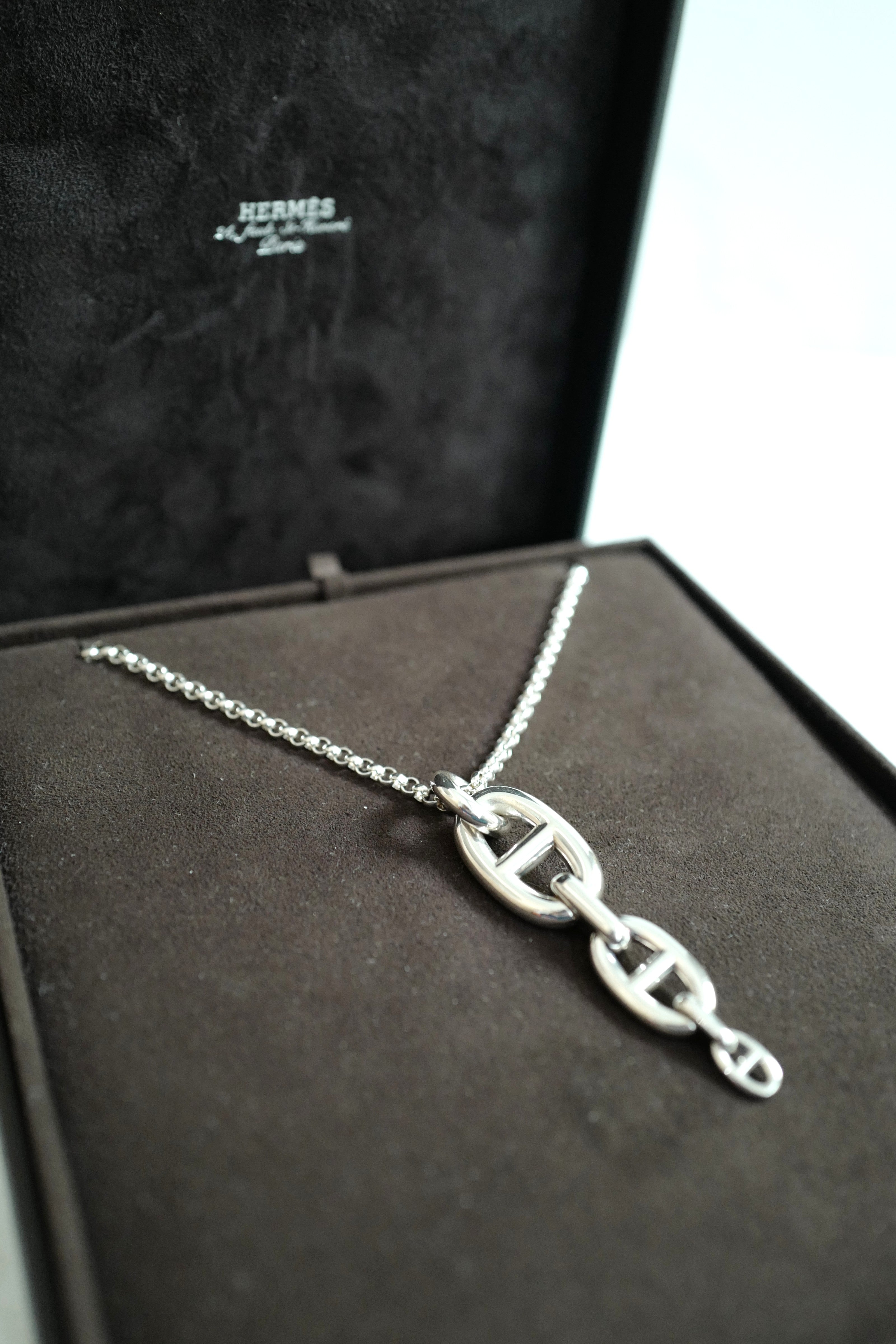 Hermes Chaine d'ancre  Necklace Silver Enchainee pendant