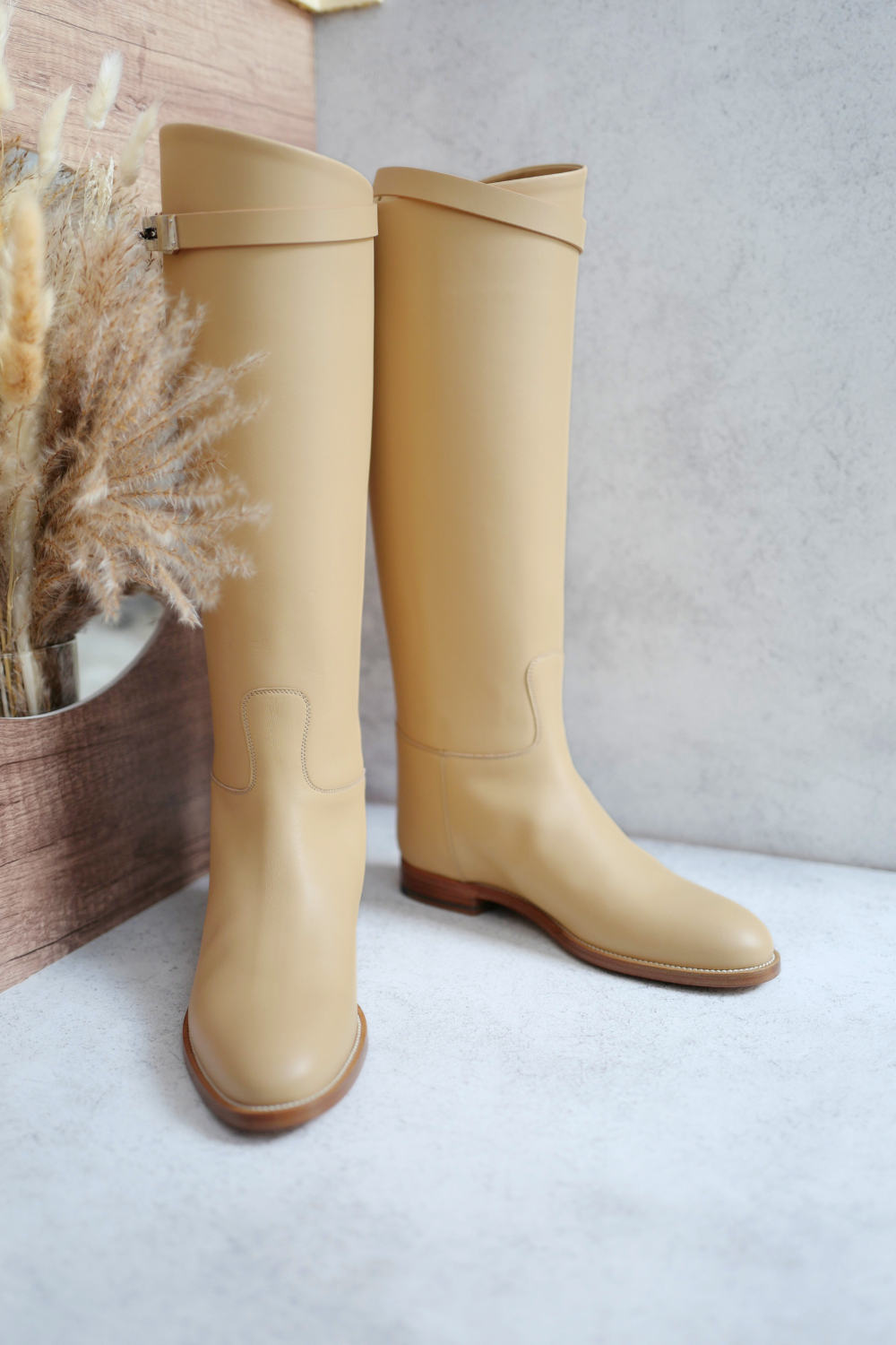 BNIB Hermes Jumping Boot Beige Natura  Size 38