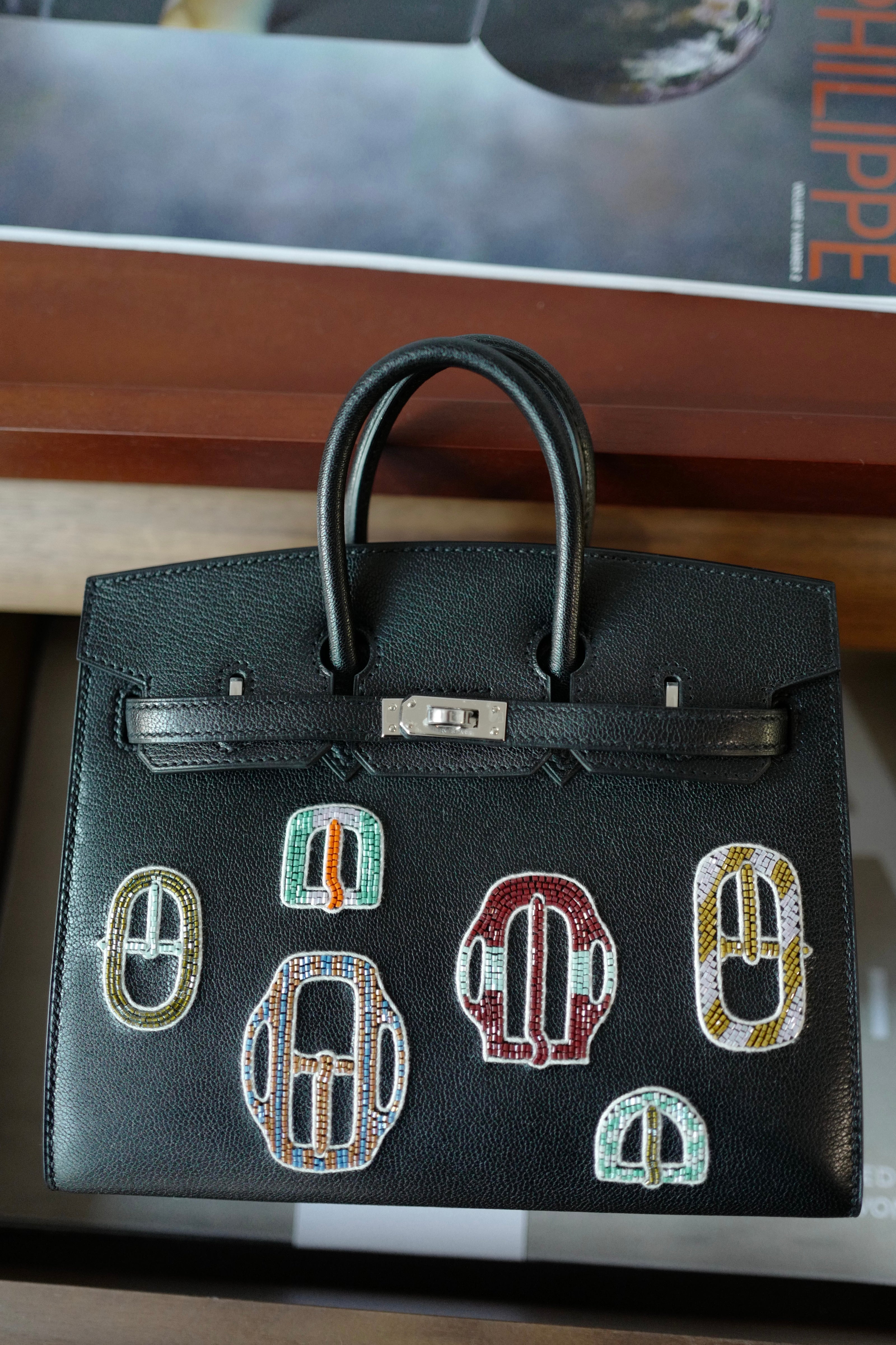 NEW Hermes Birkin 20 Sellier Bouclerie Moderne Black Chèvre Palladium HW