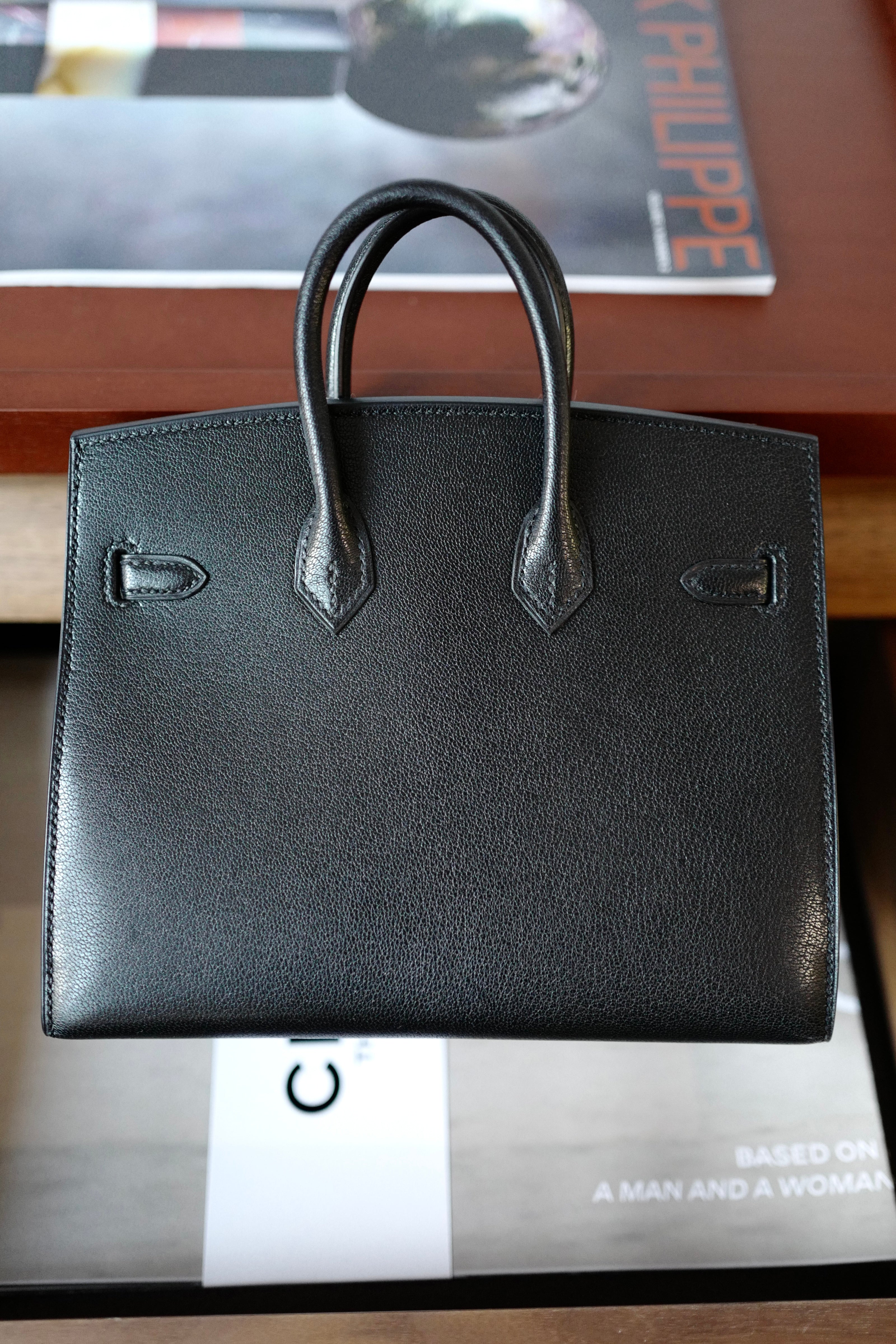 NEW Hermes Birkin 20 Sellier Bouclerie Moderne Black Chèvre Palladium HW