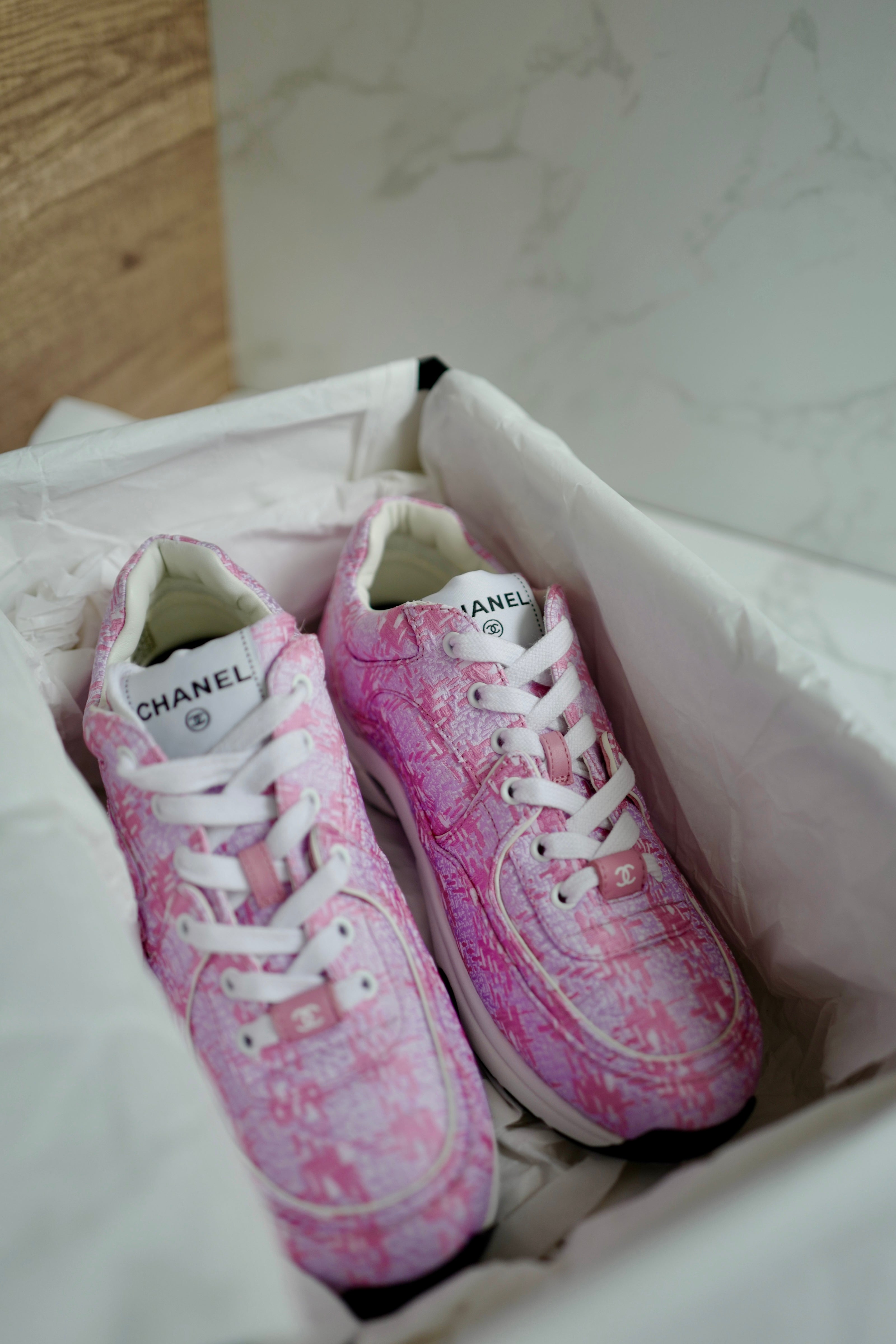 BNIB Chanel 24 Interlocking CC Logo Tweed Chunky Sneakers