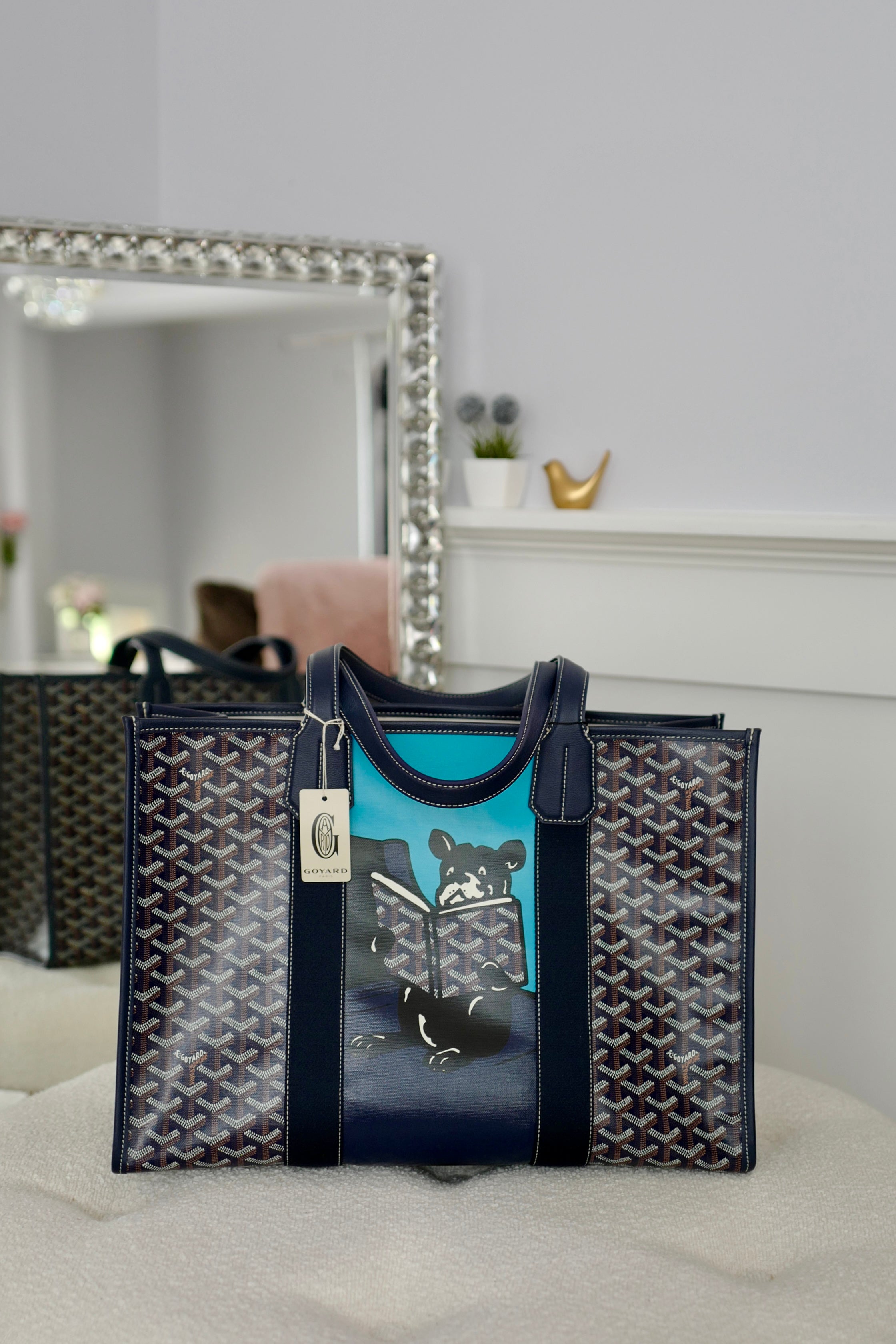 NEW Goyard Villette Tote Bag MM In Navy Blue Travel Bag