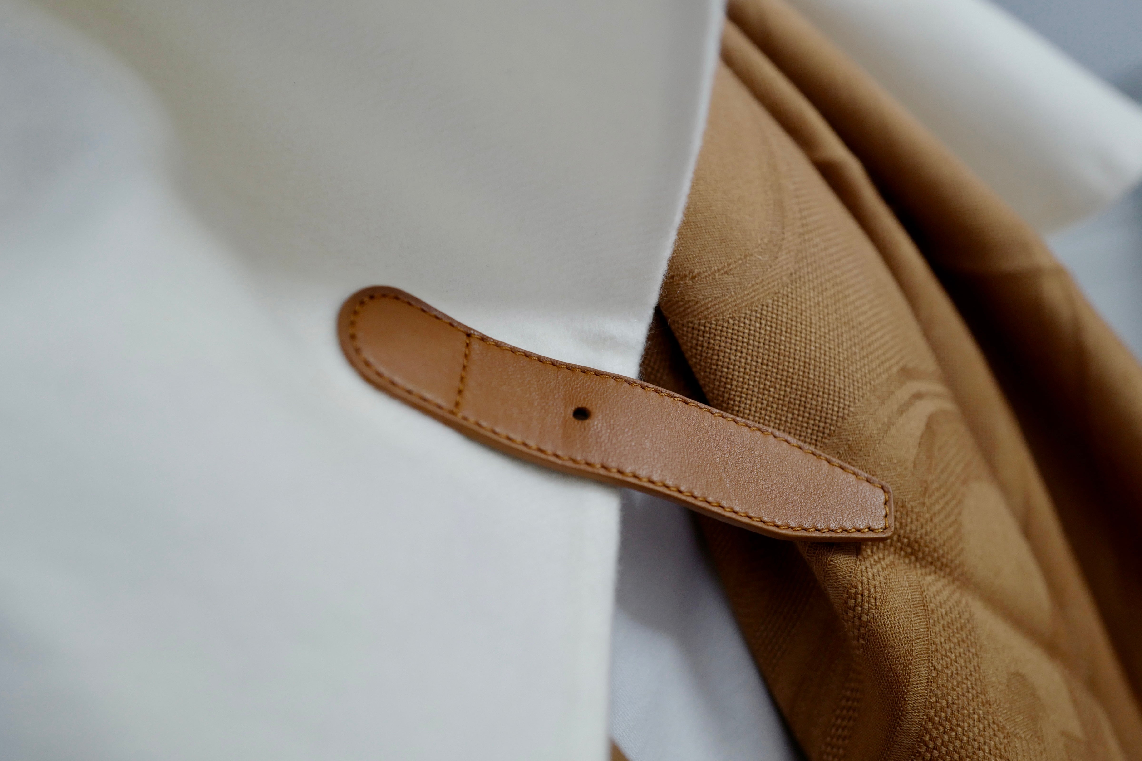 New Hermes Long Coat Manteau Inspiration Double Cashmere with Leather Strap in Blanc Couverture 34