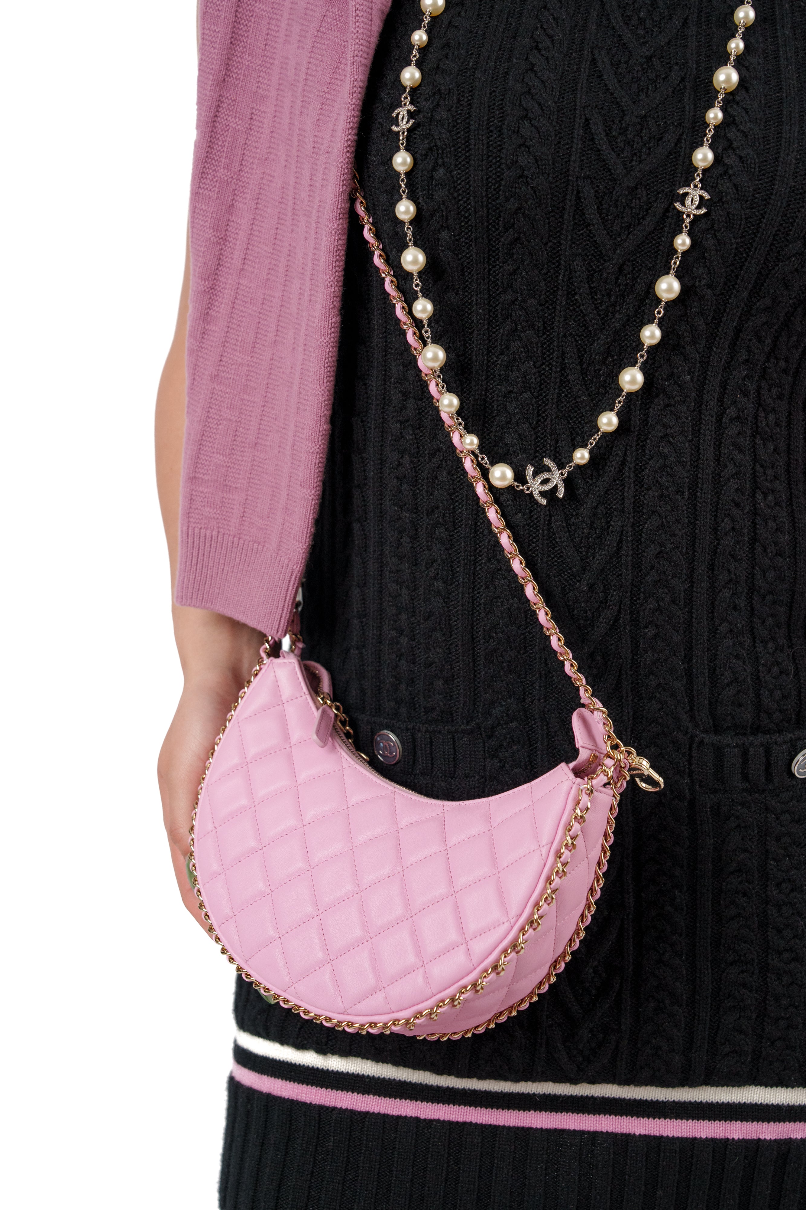 Chanel 23P Small Half Moon Hobo Bag In Lilac Pink With Gold Hardware
