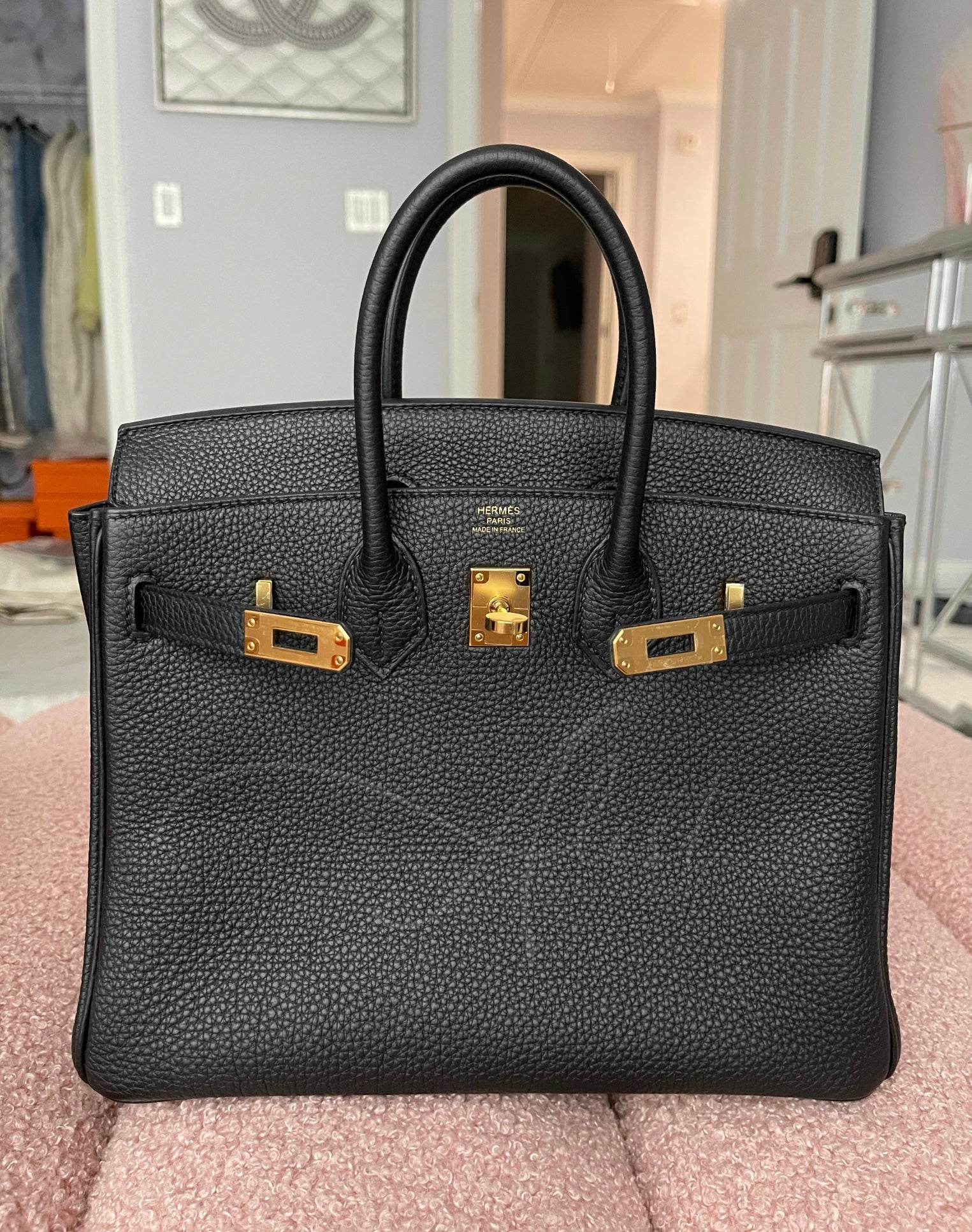 BNIB Hermes Birkin 25 Noir Black Togo GHW W 2024 Fresh Store Complete