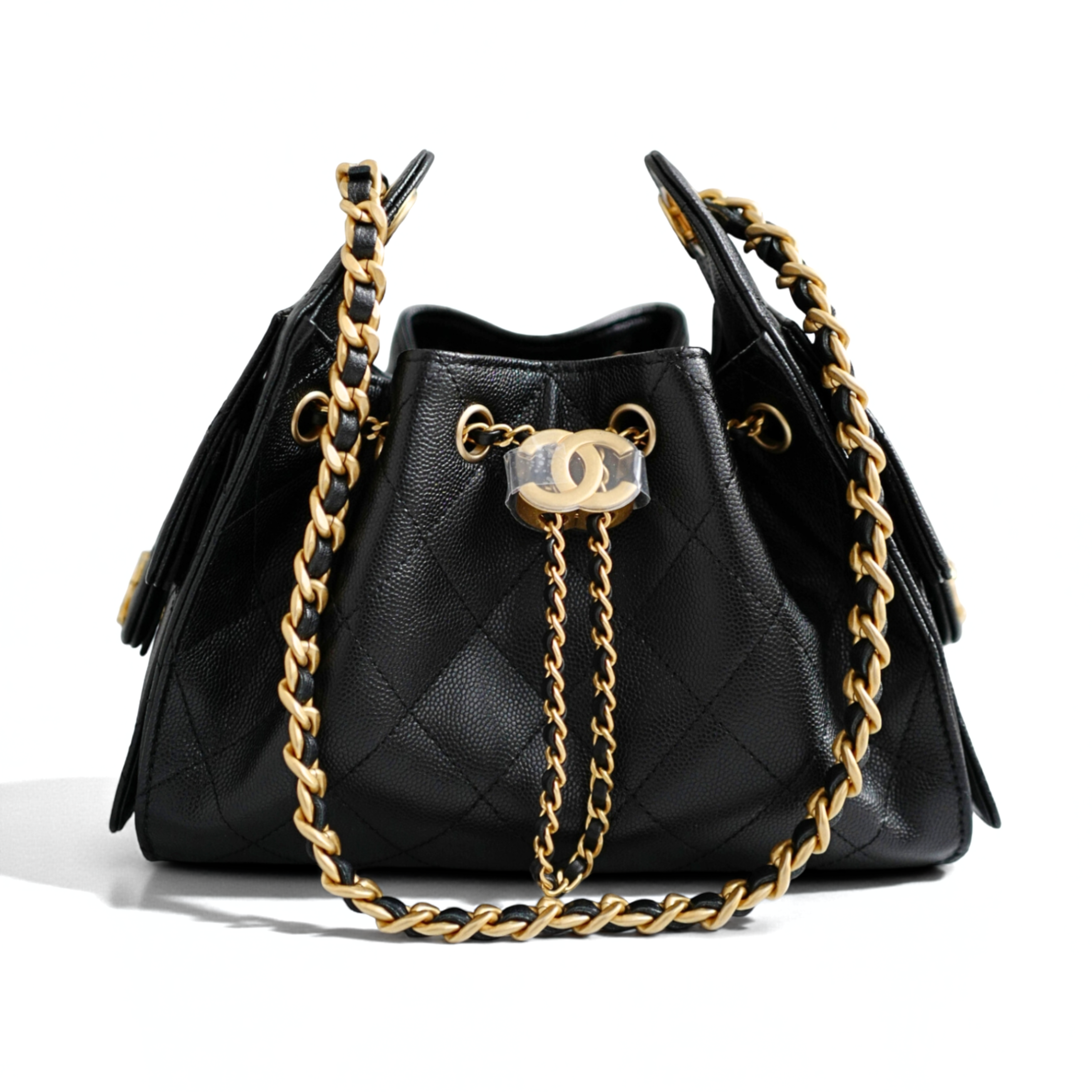 Chanel 26c Hobo Mini Black Grained Caviar Bag with Gold Hardware