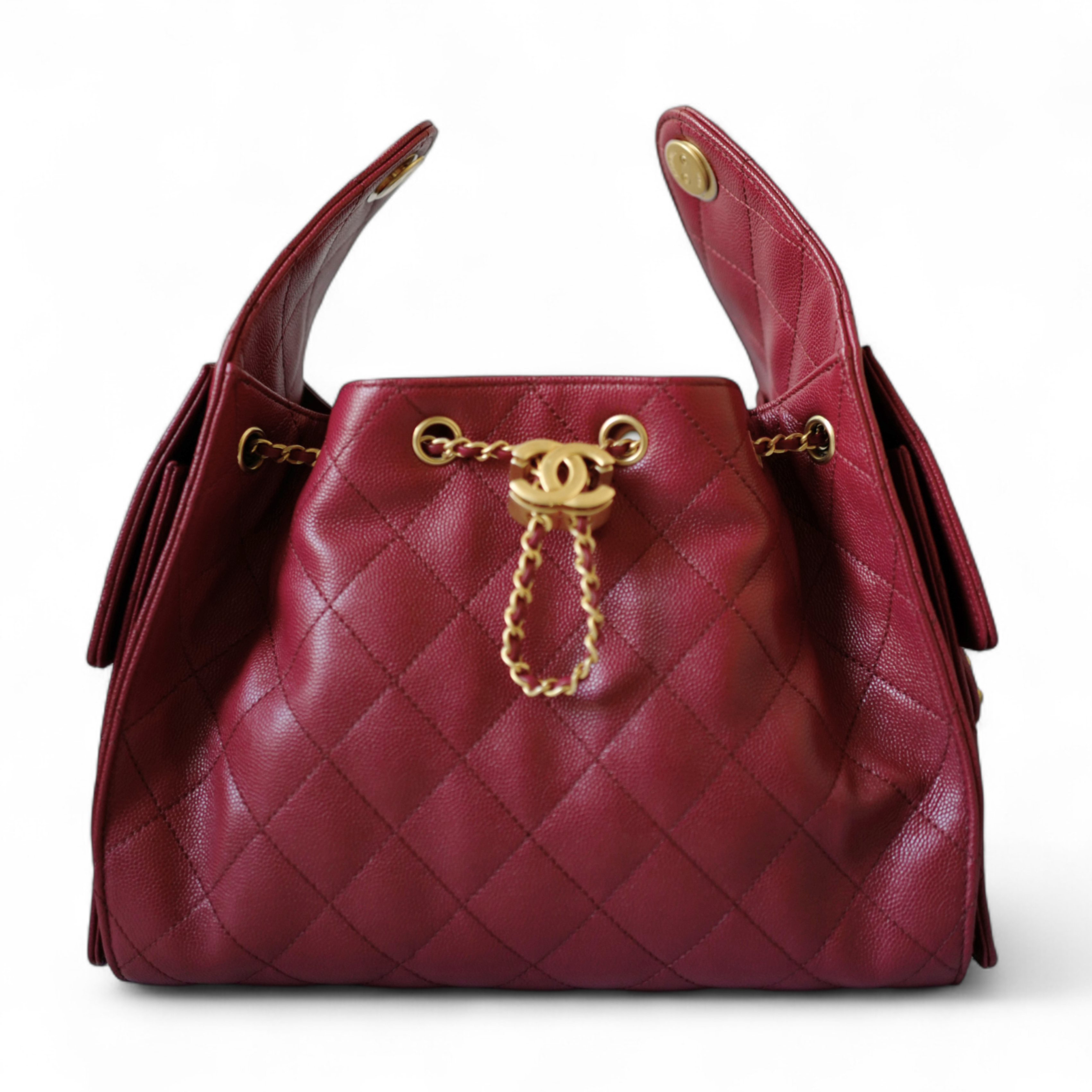BNIB Chanel 25K Small Hobo Bag Red Grained Calfskin with Gold Hardware