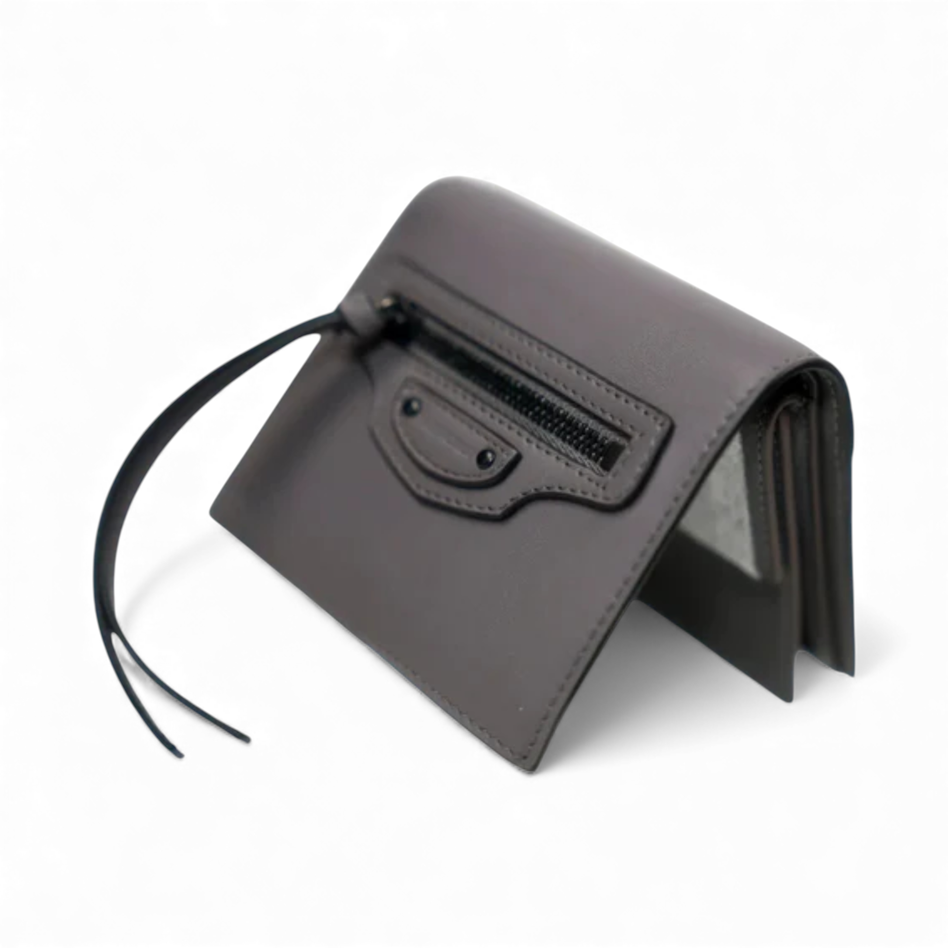 BNIB Balenciaga Women's Neo Classic Mini Wallet in Dark Grey Calfskin