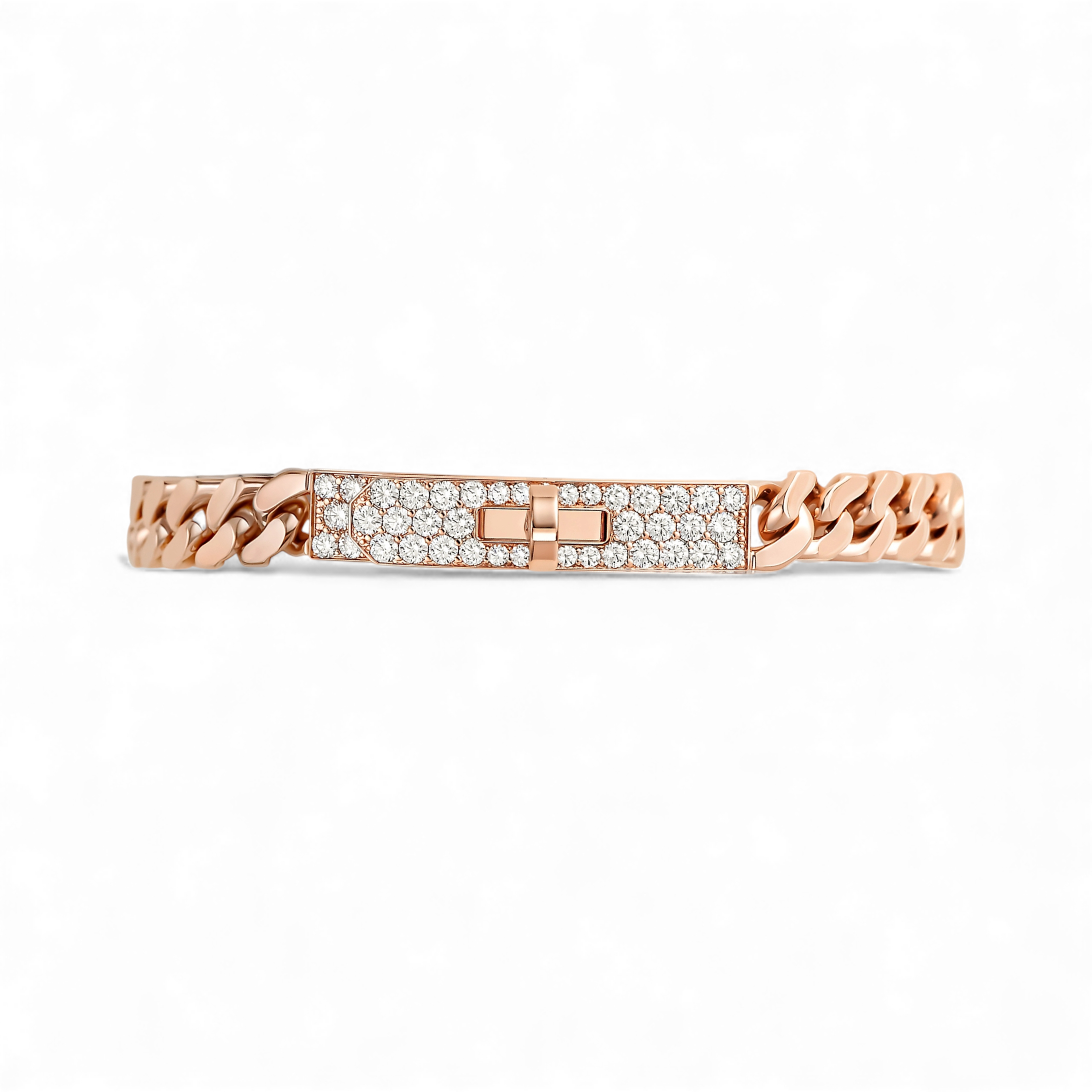 Hermès Kelly Gourmette Bracelet SH Very Small Model Rose Gold with Diamonds SH