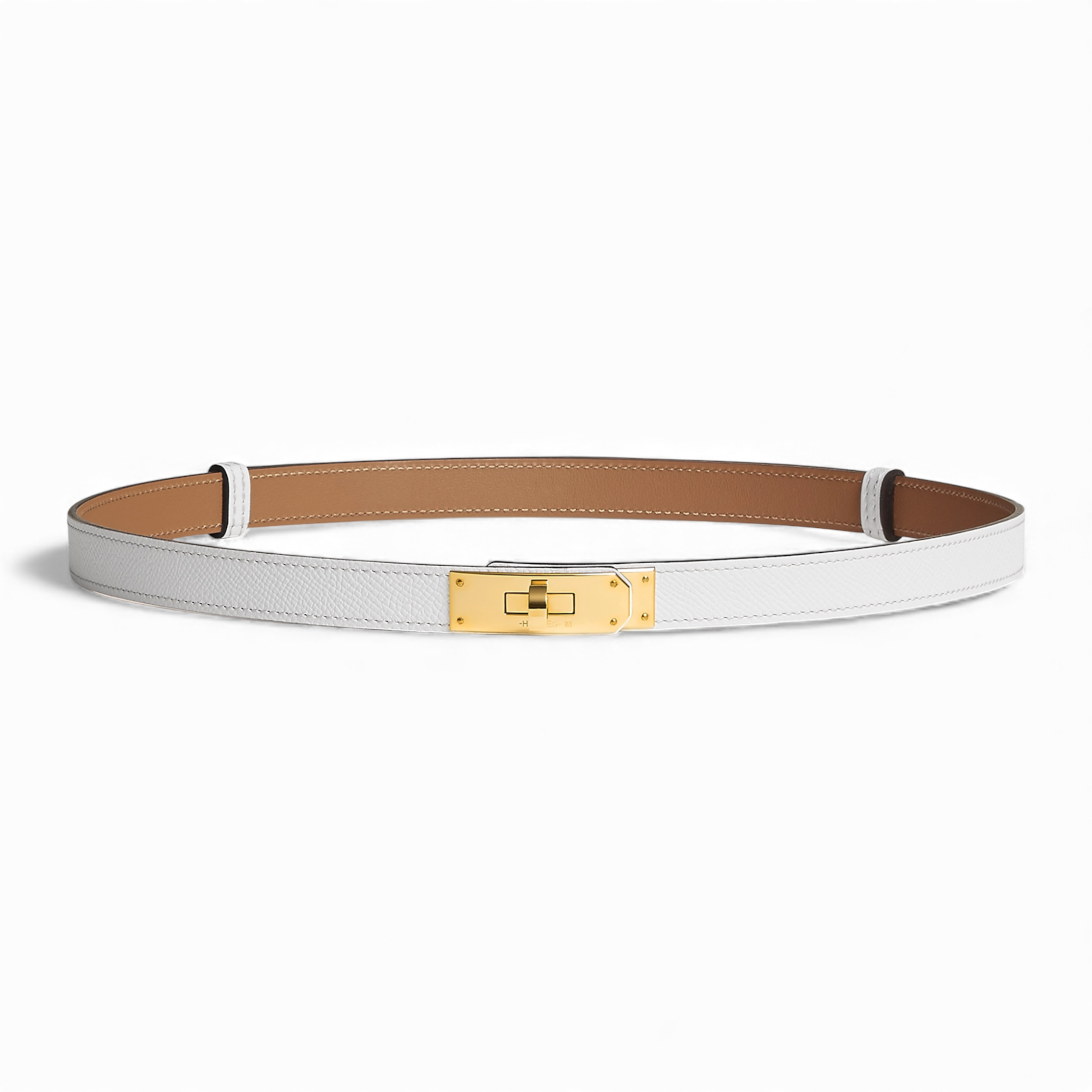 BNIB Hermès Kelly 18 Belt Epsom in White (Blanc) Gold Hardware 2025