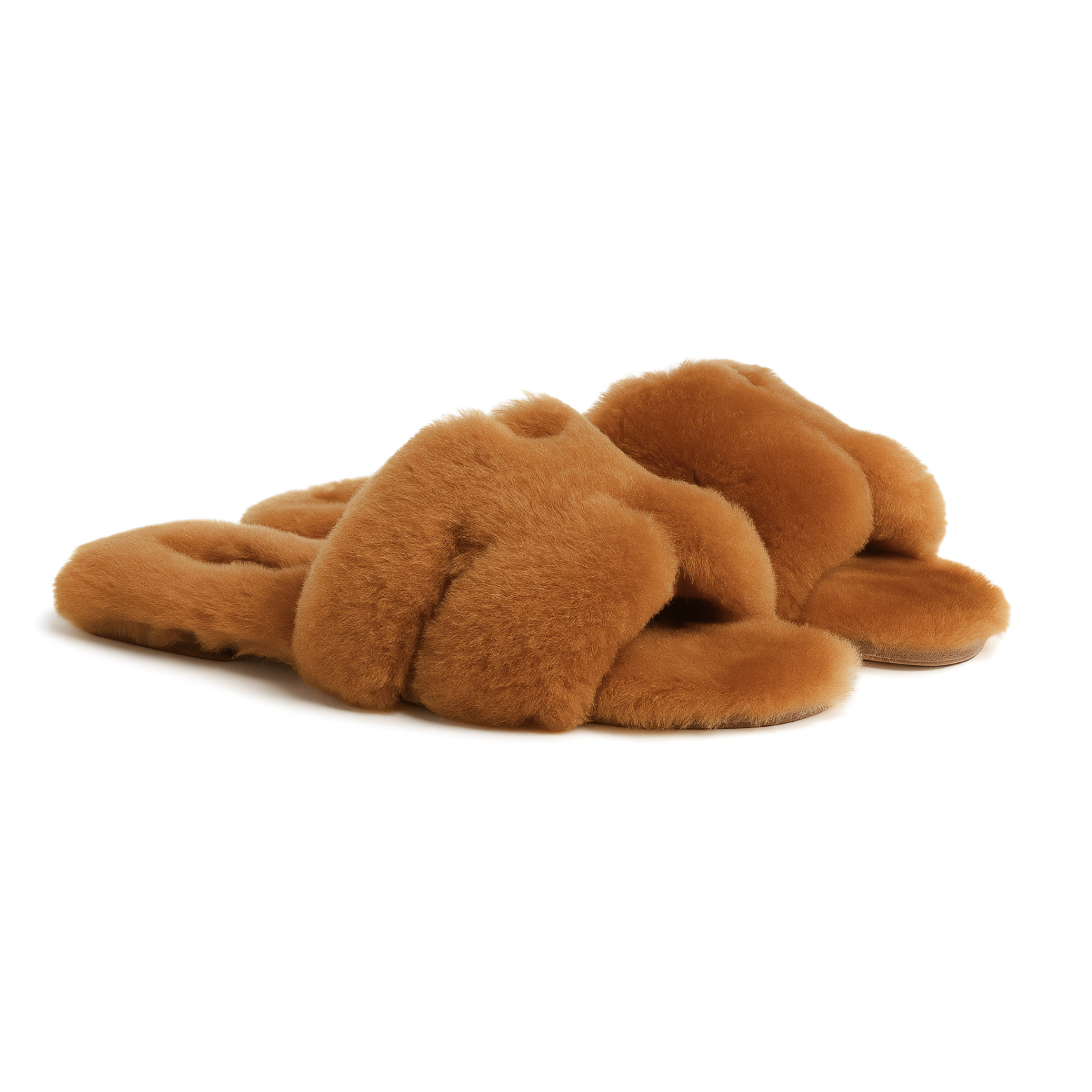 New Hermès Oran Sandal in Sheep Fur Naturel Size 38.5