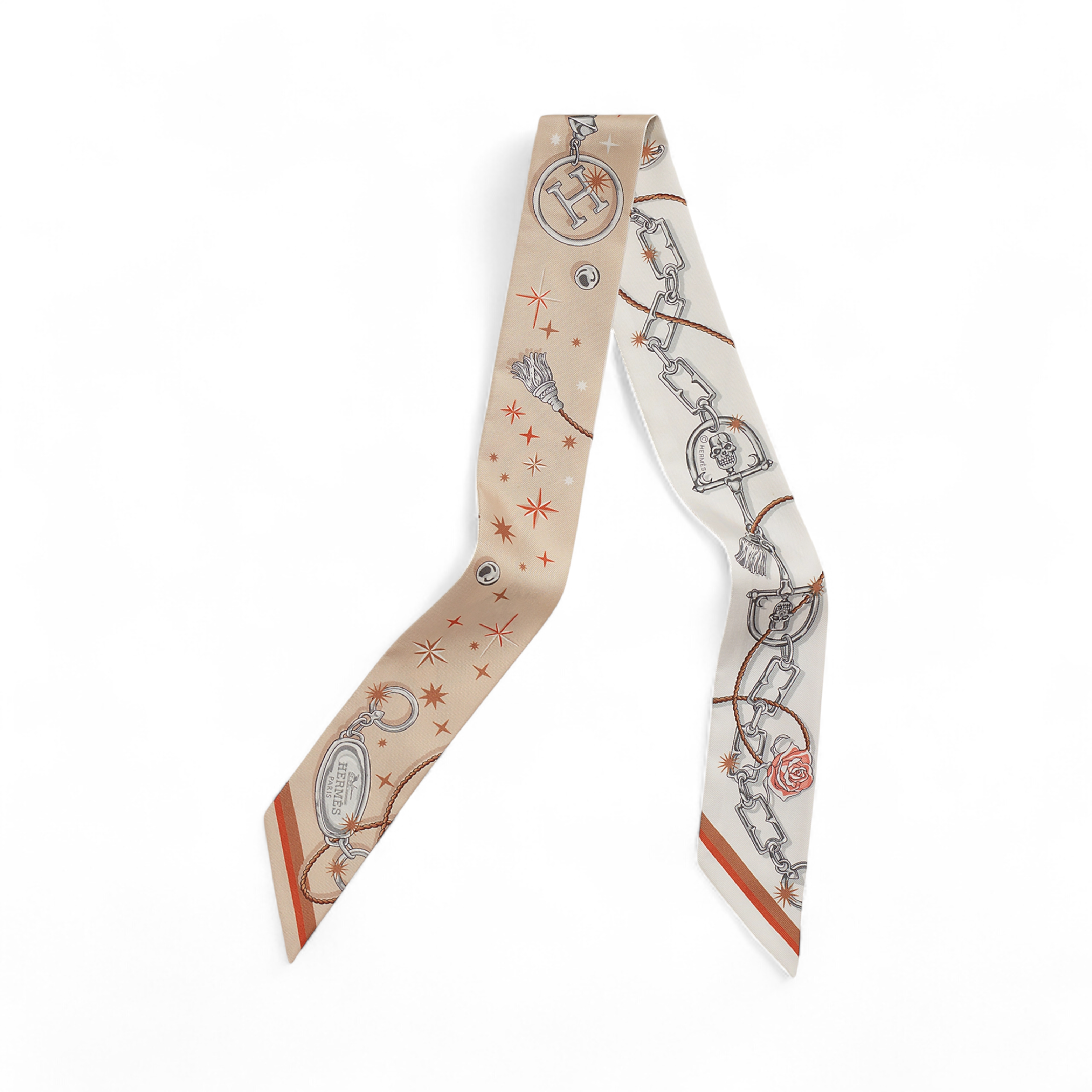 Hermès C’est La Fête Twilly Beige Rose / Caramel / Blanc
