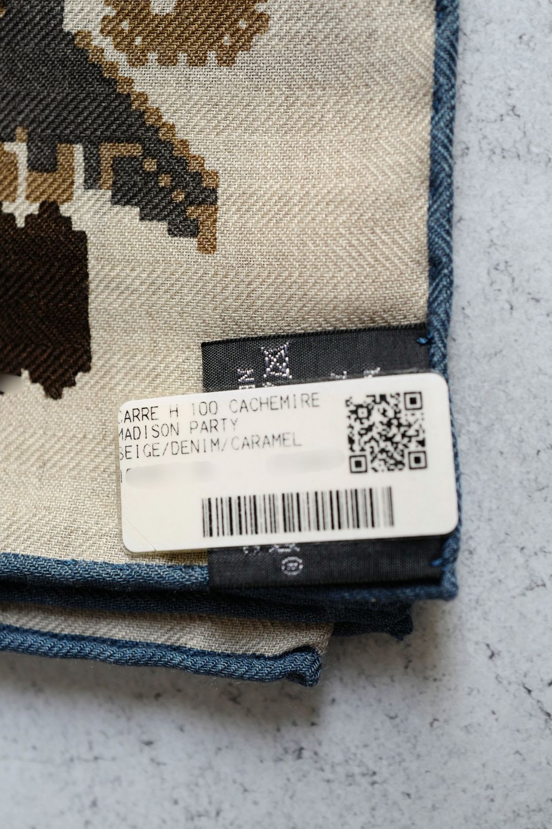 Hermès Scarf Madison Party Beige/Denim/Caramel Cashmere Silk 100