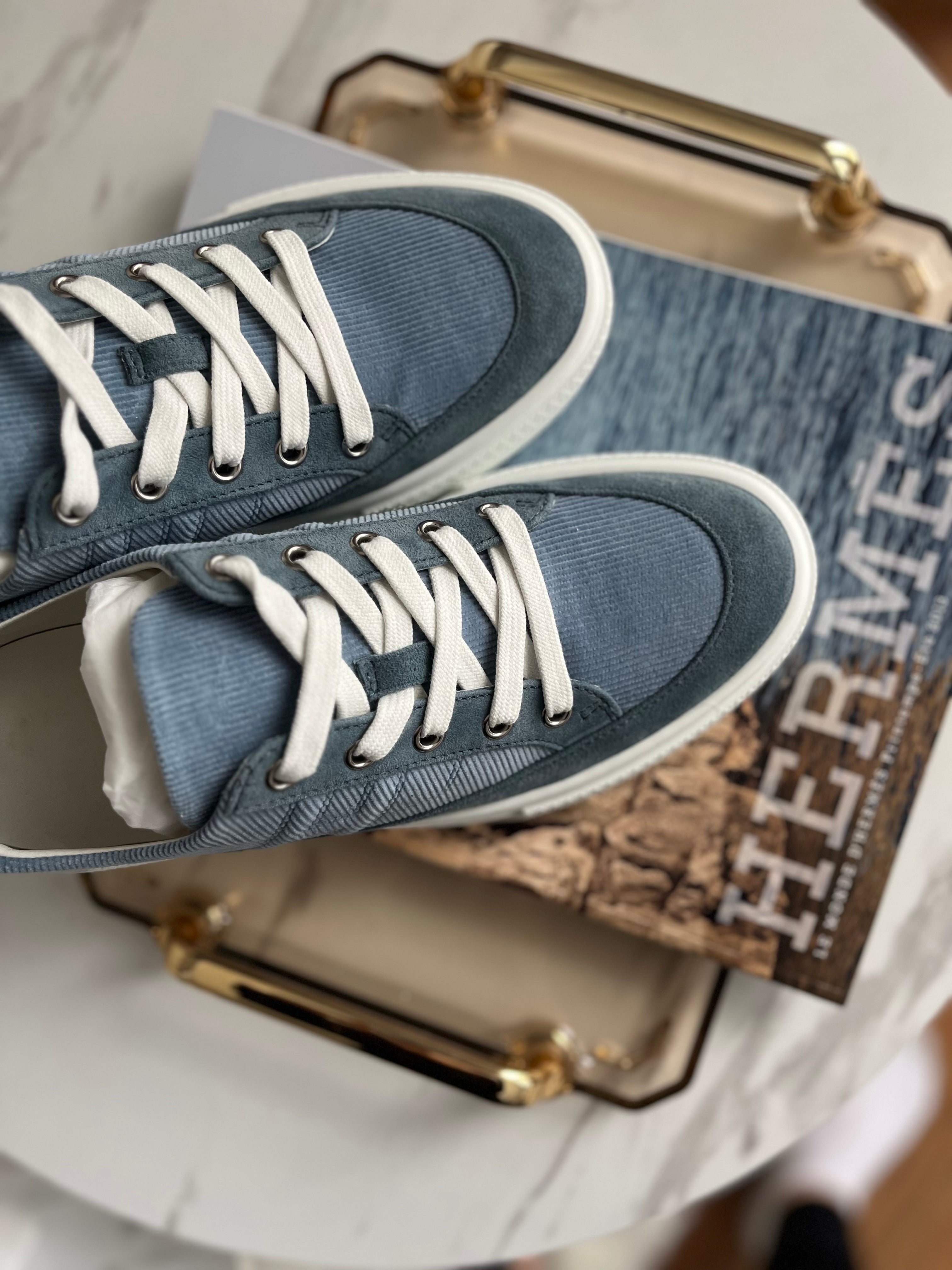 BNIB Hermes Deep Sneaker Bleu Pinede Size 39.5