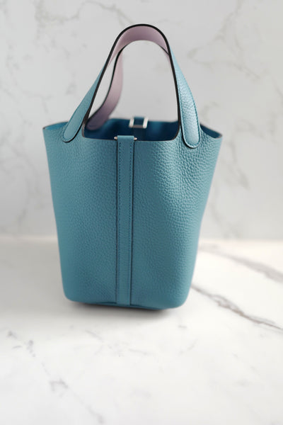 BNIB HERMES Picotin 18 Bleu Jeans/Mauve Pale Eclat w/ Palladium Hardwa