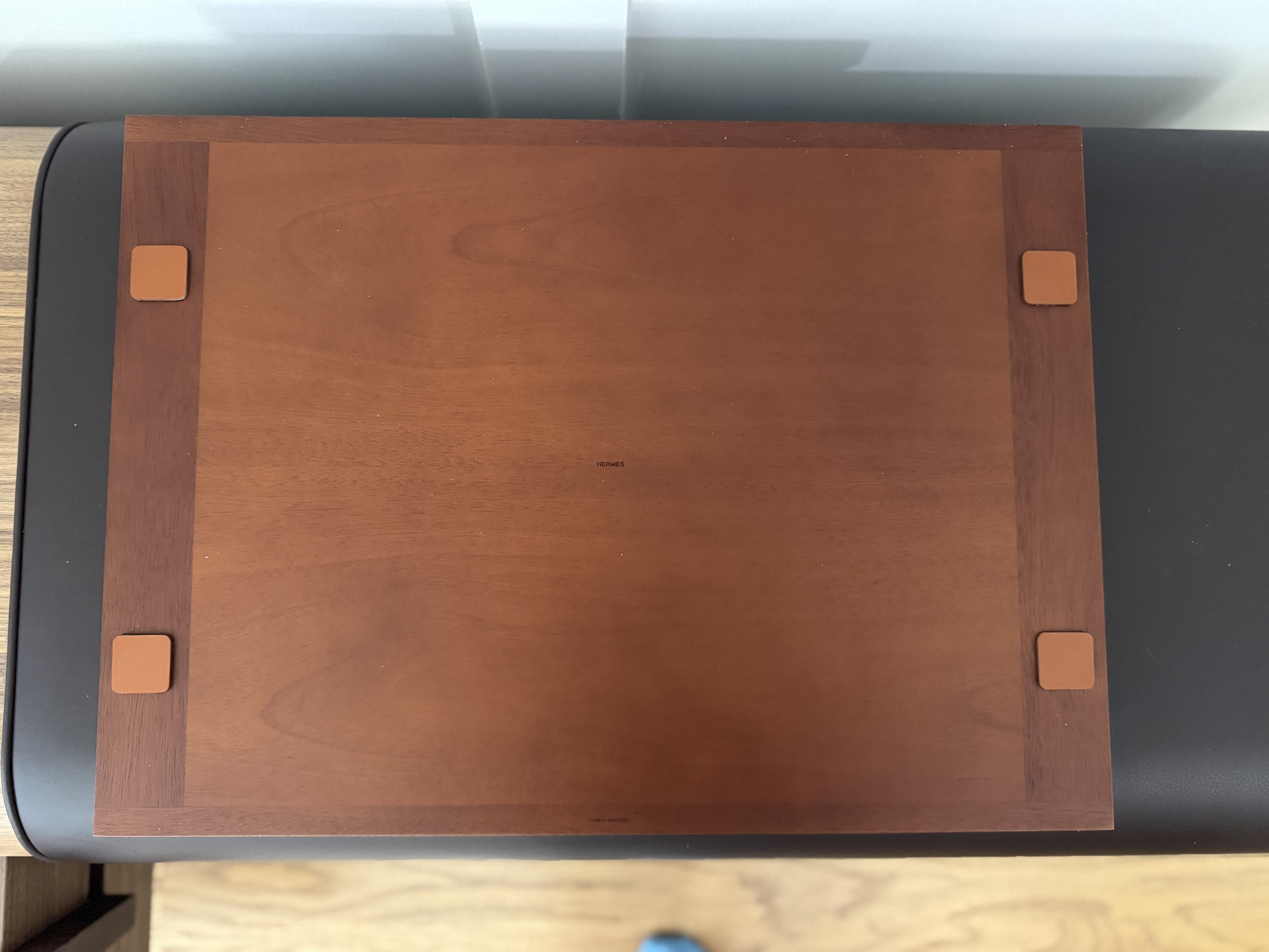 New Hermes Etriviere Tray in solid natural mahogany/ brique